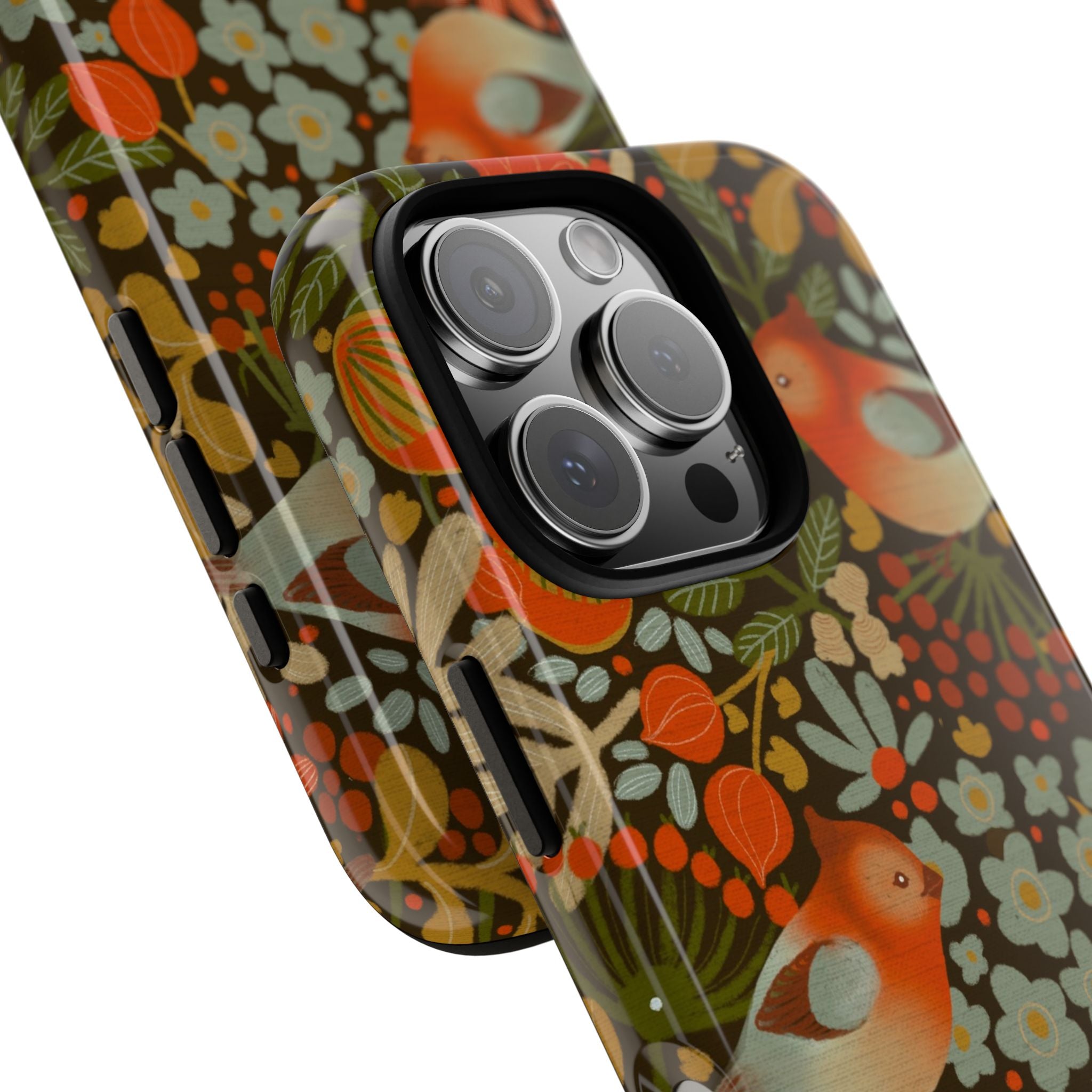 Retro Floral Birds Phone Case | Protective iPhone Cover