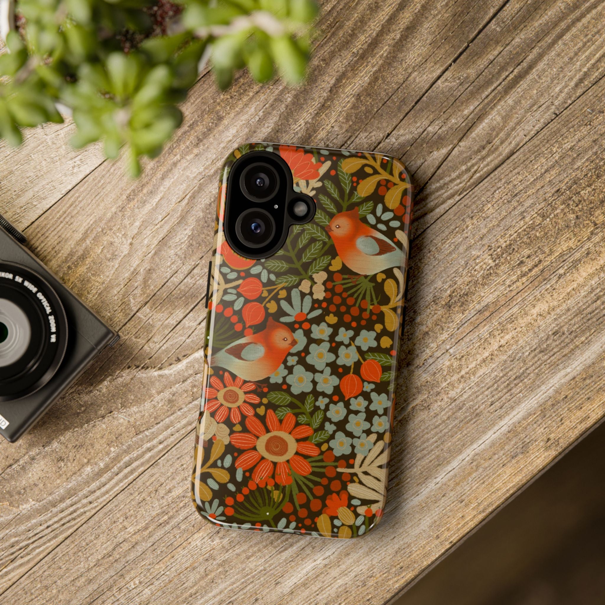 Retro Floral Birds Phone Case | Protective iPhone Cover