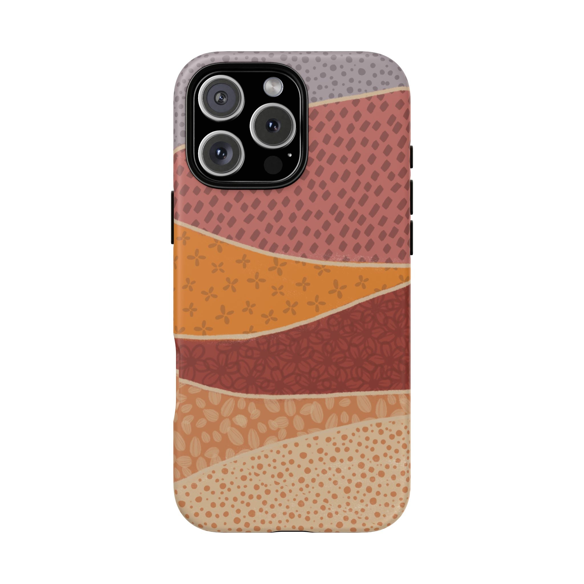 Retro Earth Tone Phone Case — Abstract Layered Pattern Tough Case
