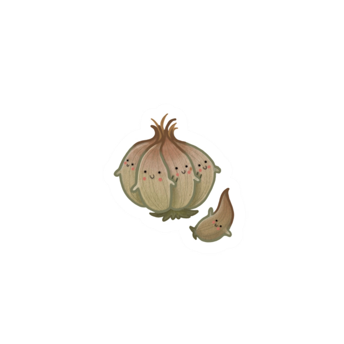 Kawaii Garlic Kiss-Cut Sticker — Cute Vegetable Laptop Decal