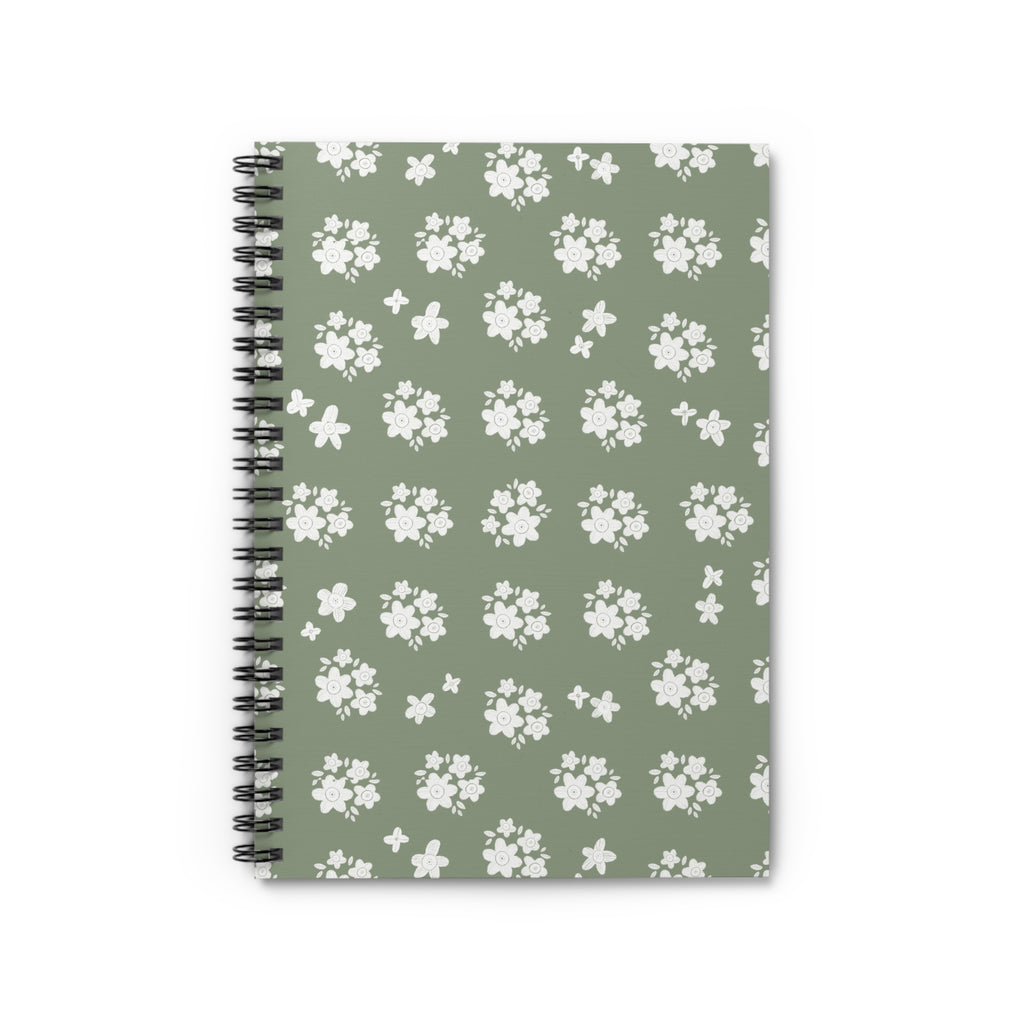 White Floral Pattern Spiral Notebook | Ruled Notebook
