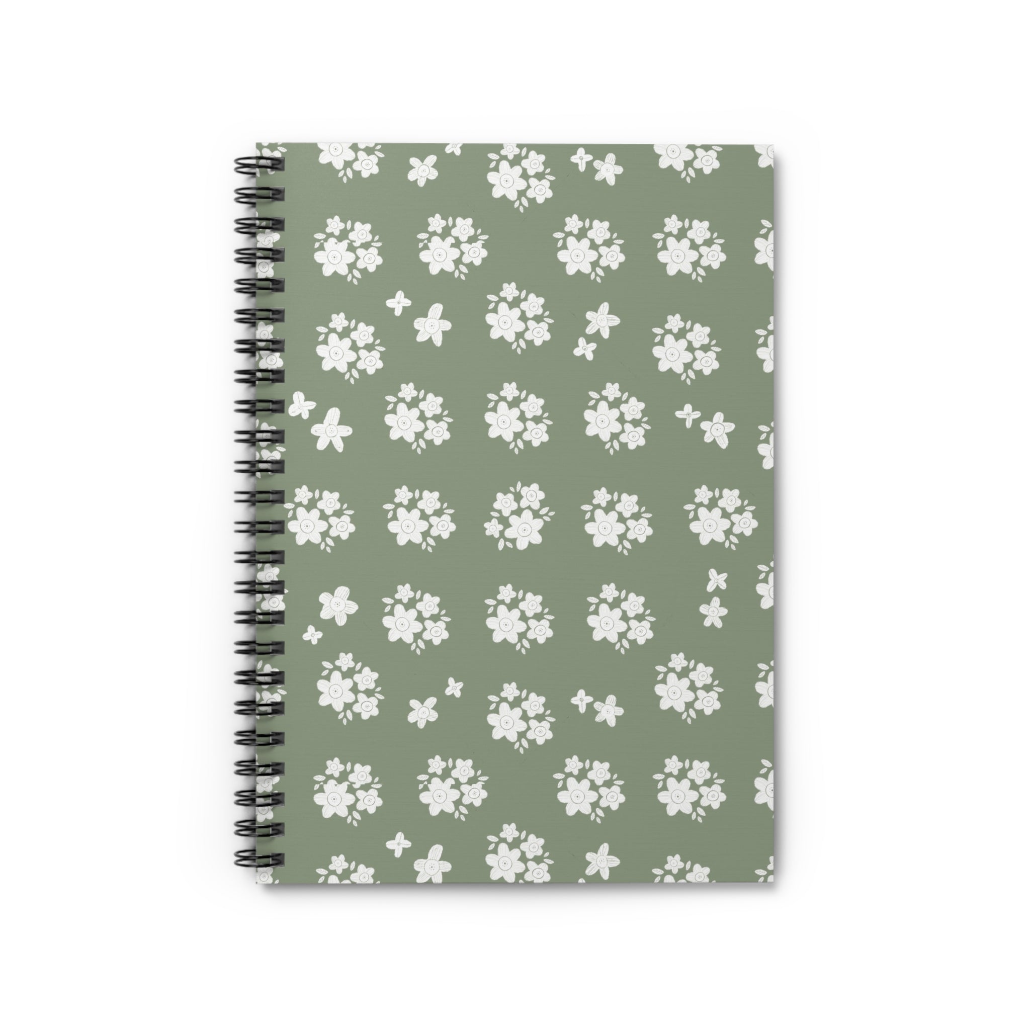White Floral Pattern Spiral Notebook | Ruled Notebook