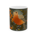 Robin Bird Mug — Floral Orange Songbird Ceramic Coffee Cup (11oz/15oz)