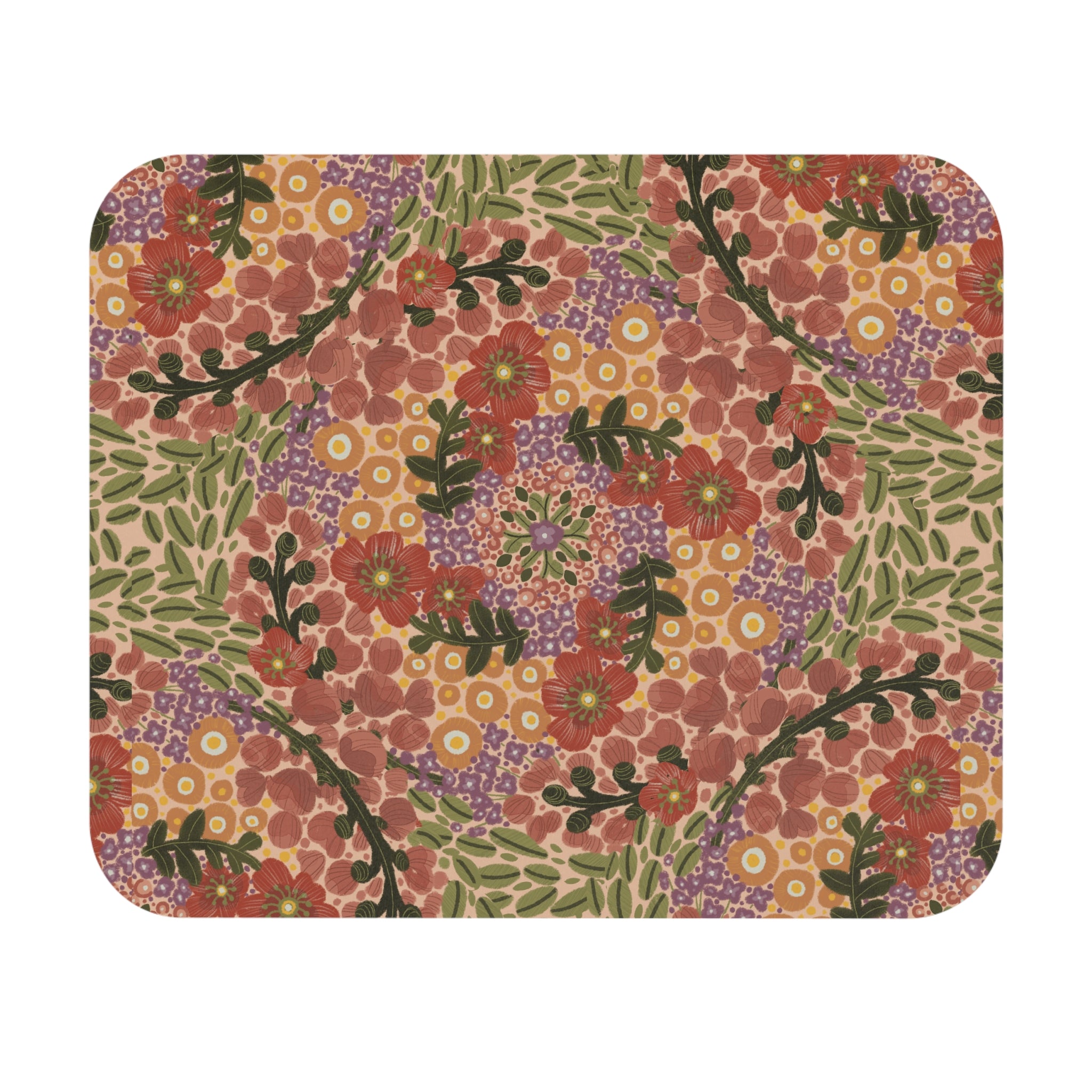 Vintage Floral Pattern Mouse Pad | Retro Botanical Desk Accessory