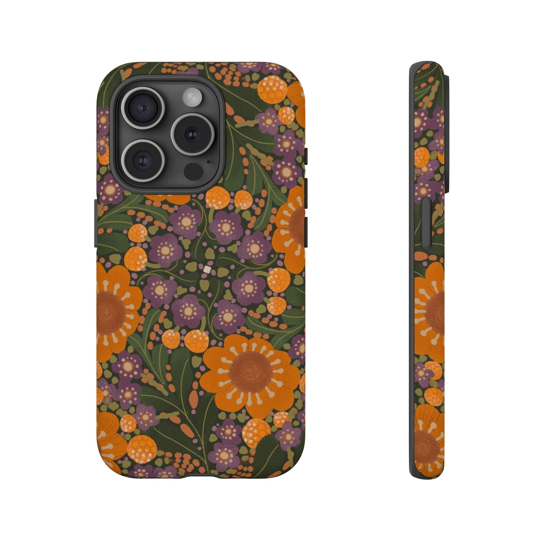Retro Orange Floral Phone Case | Tough Case