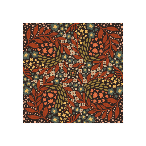 Autumn Folk Floral Square Magnet