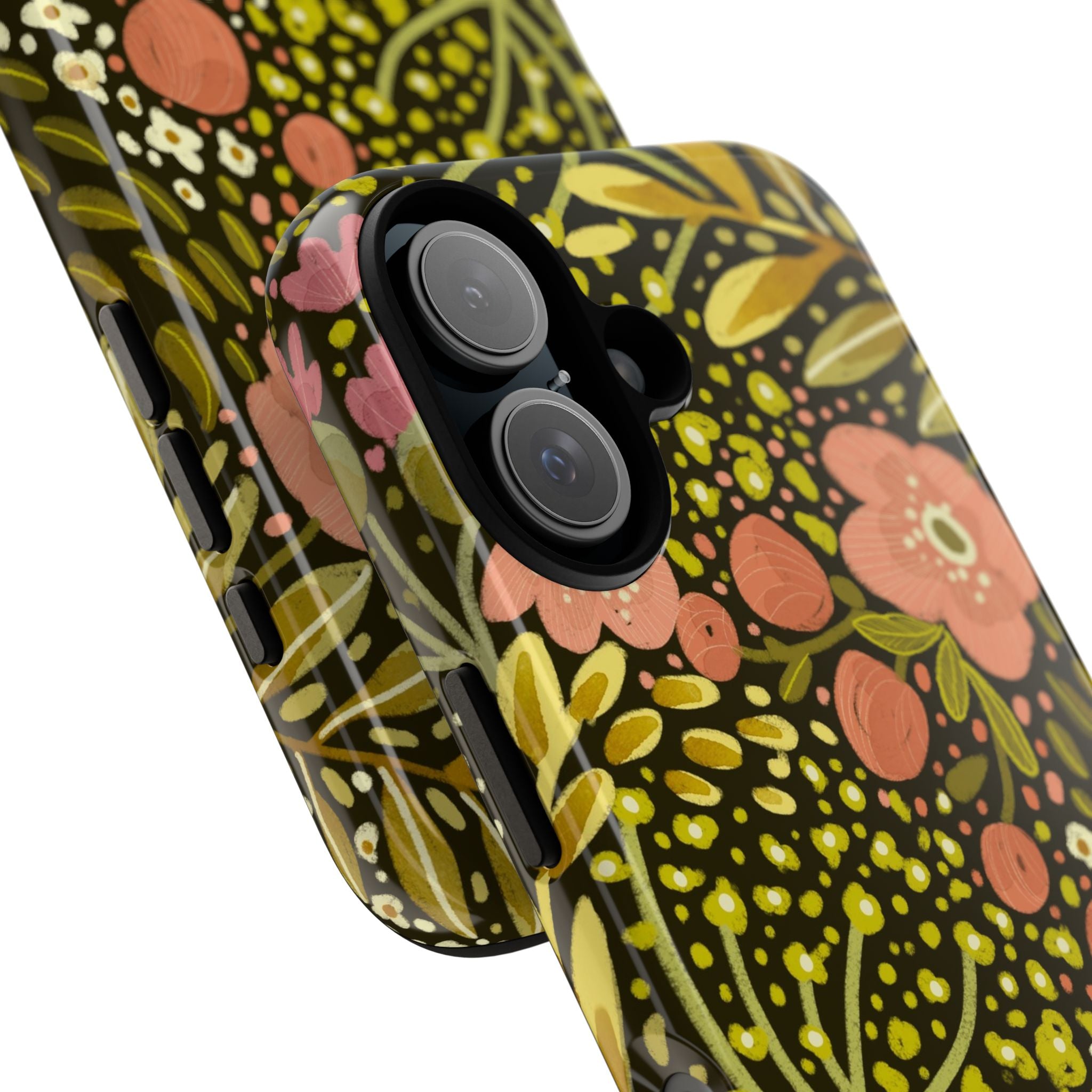 Vintage Floral Pattern Tough Case | Pink & Olive Botanical Phone Cover
