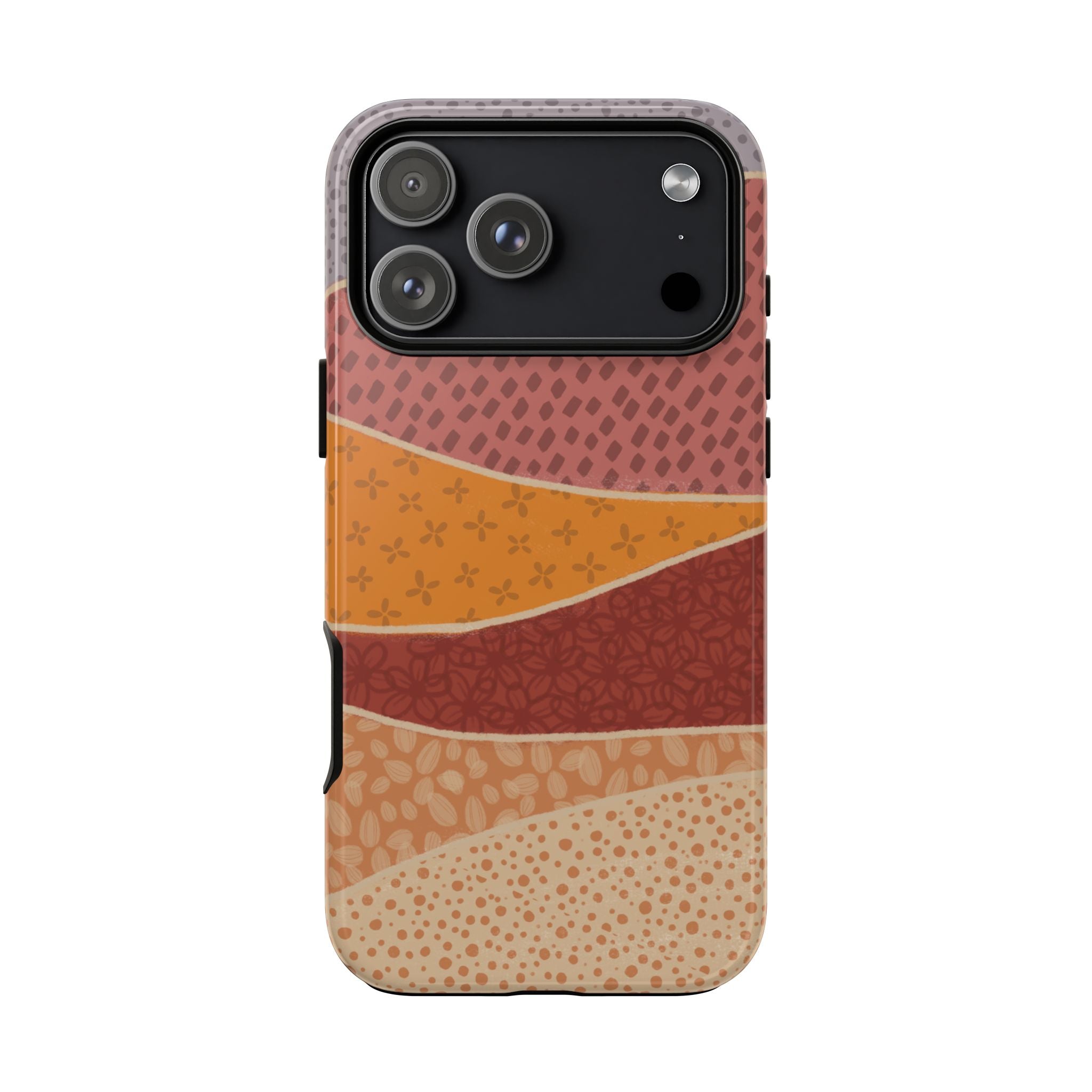 Retro Earth Tone Phone Case — Abstract Layered Pattern Tough Case