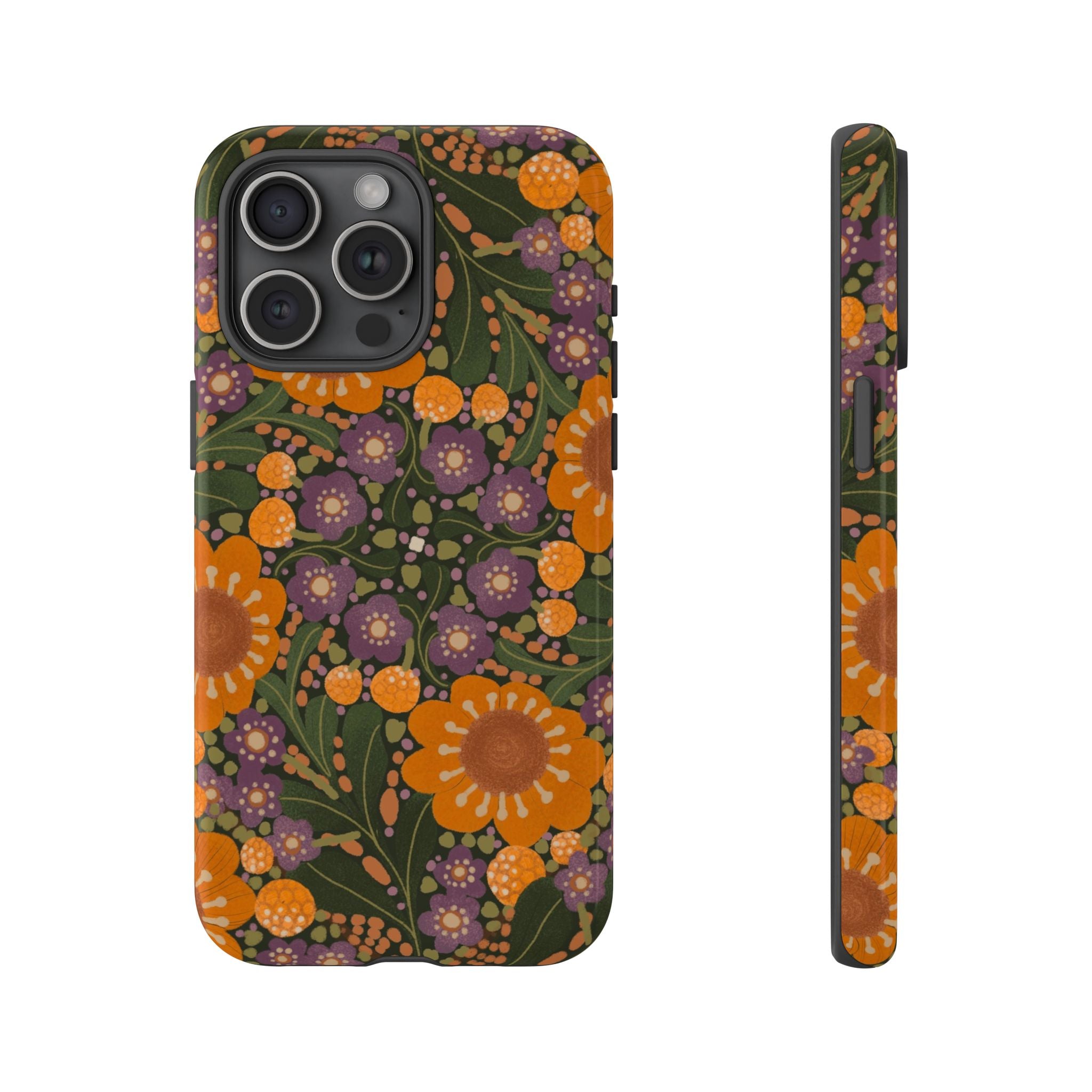 Retro Orange Floral Phone Case | Tough Case