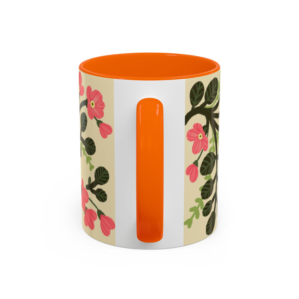 Floral Accent Coffee Mug - Pink Blossom Botanical Design (11/15oz)