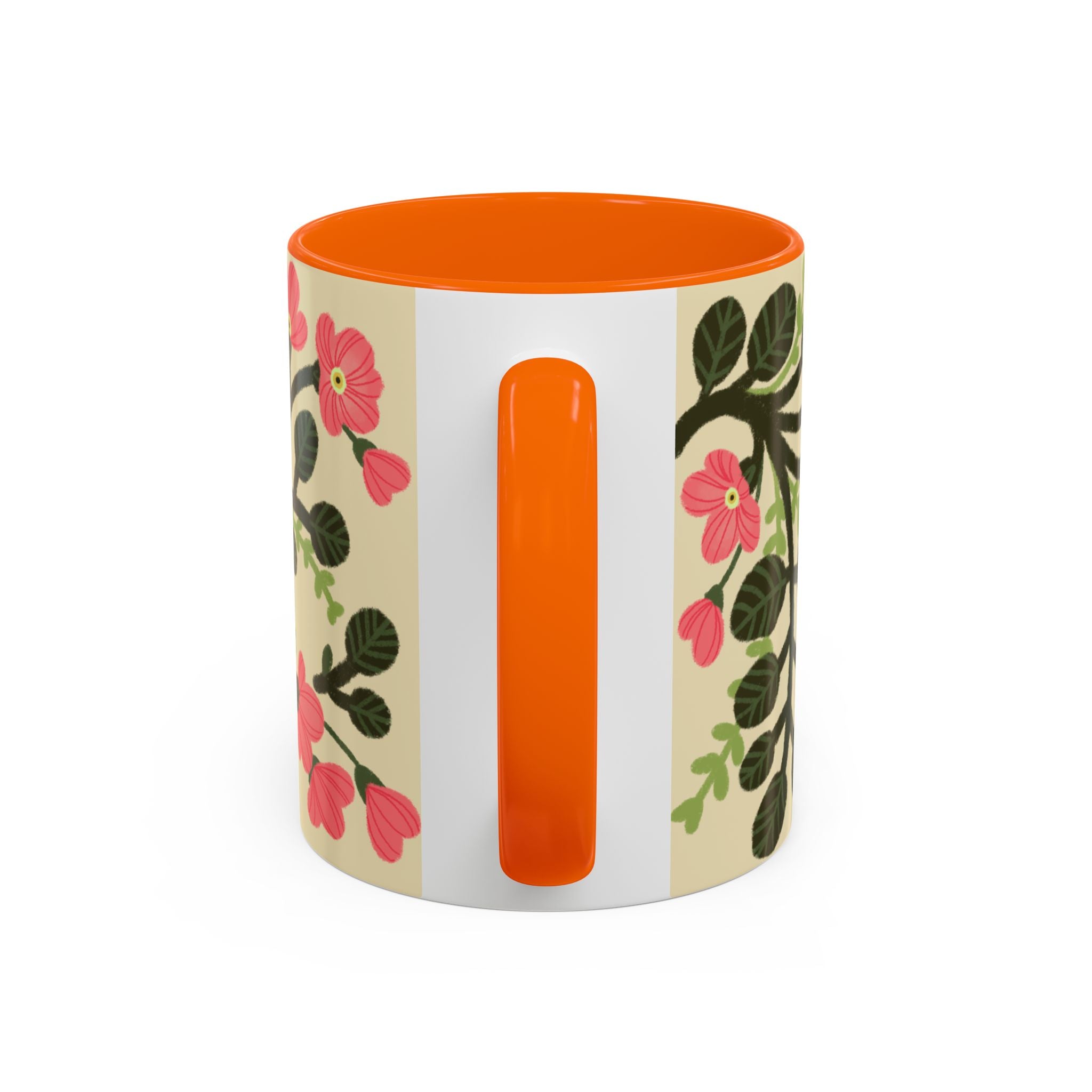 Floral Accent Coffee Mug - Pink Blossom Botanical Design (11/15oz)