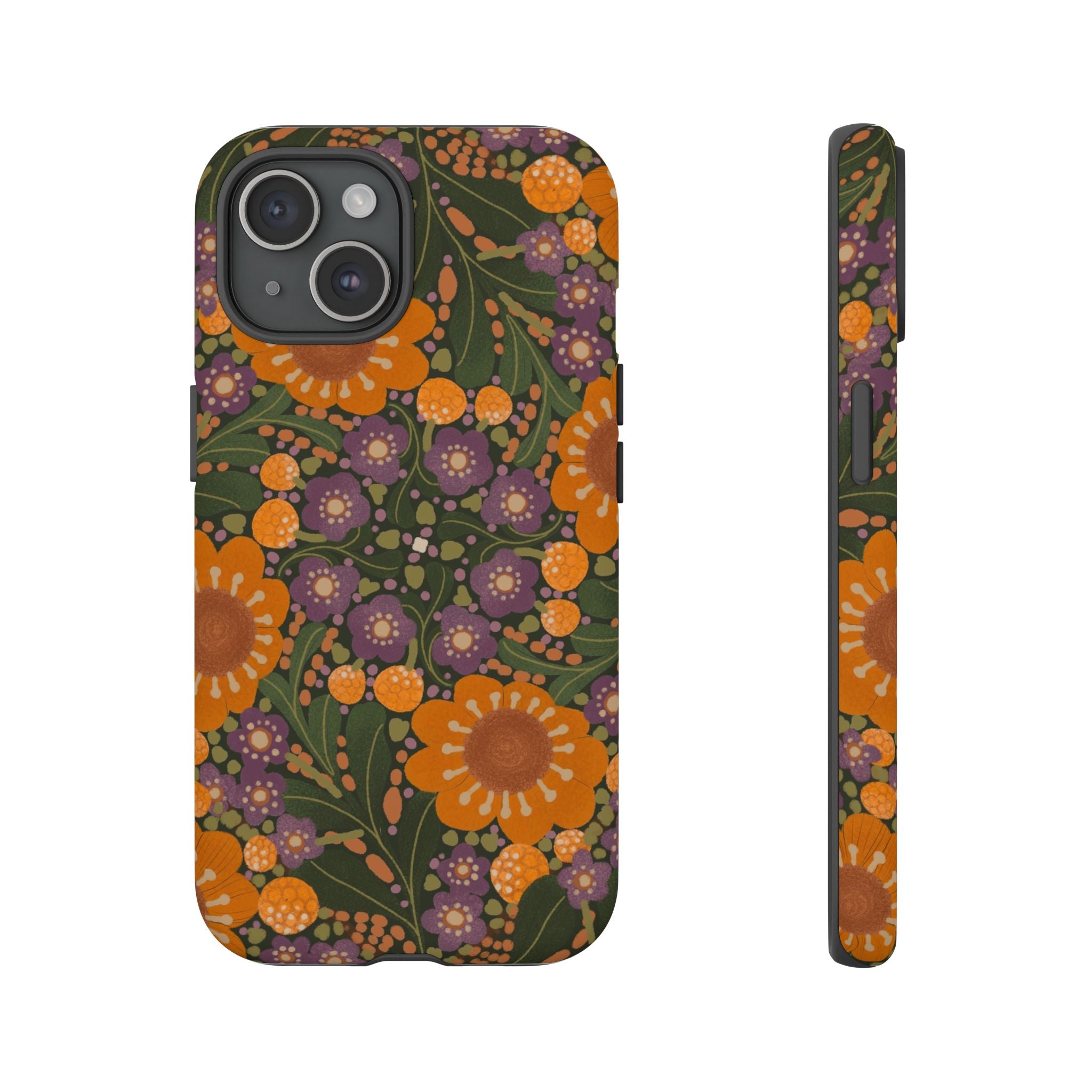Retro Orange Floral Phone Case | Tough Case