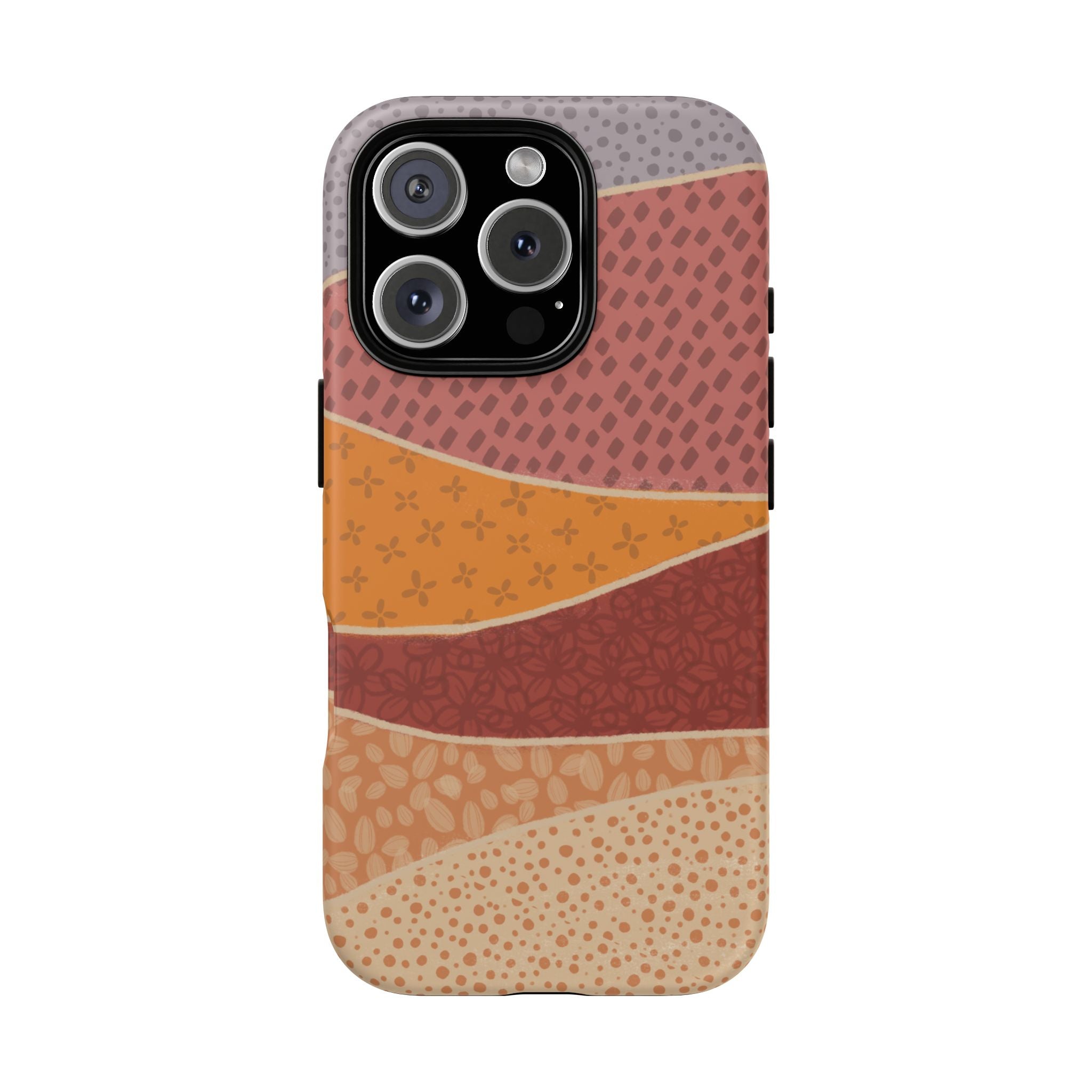 Retro Earth Tone Phone Case — Abstract Layered Pattern Tough Case