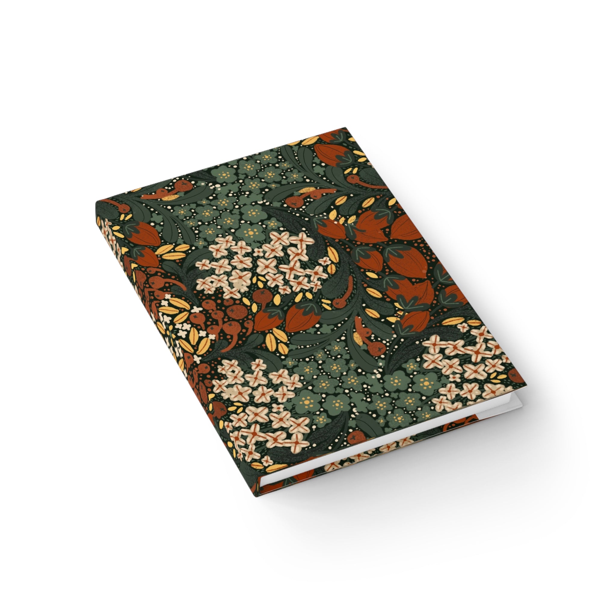 Vintage Floral Pattern Journal | Green Red Botanical Notebook