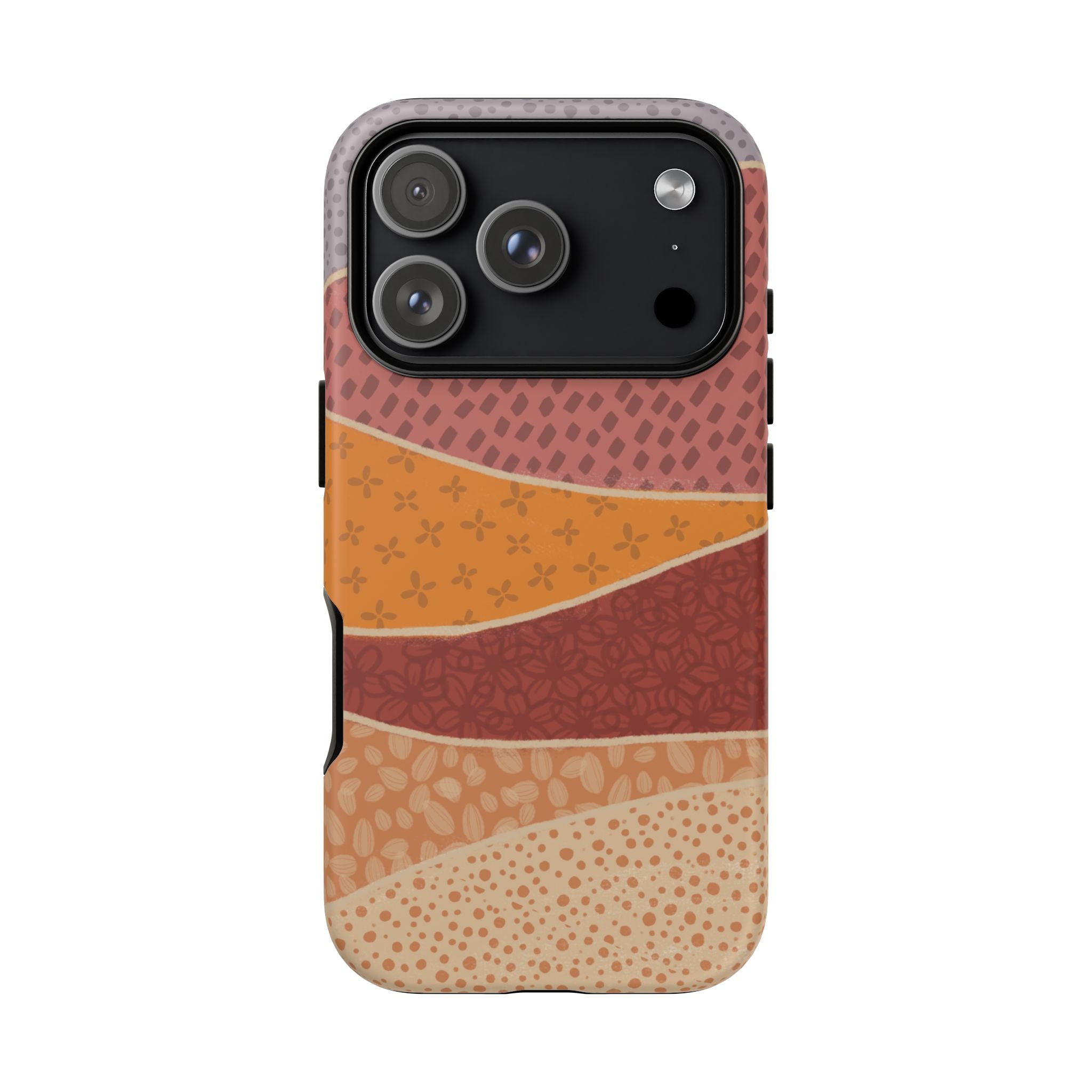 Retro Earth Tone Phone Case — Abstract Layered Pattern Tough Case