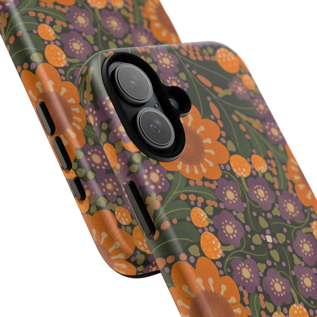 Retro Orange Floral Phone Case | Tough Case