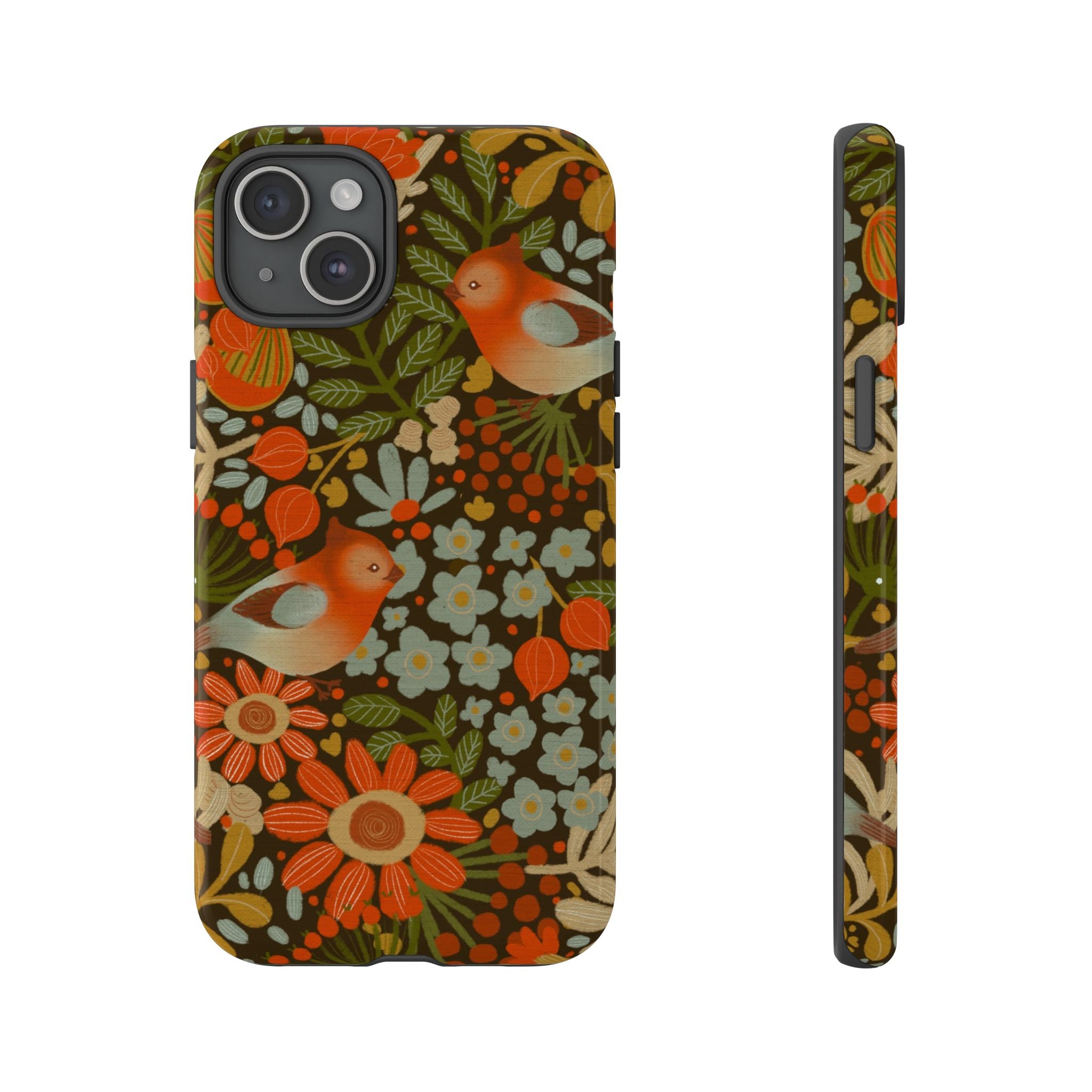Retro Floral Birds Phone Case | Protective iPhone Cover