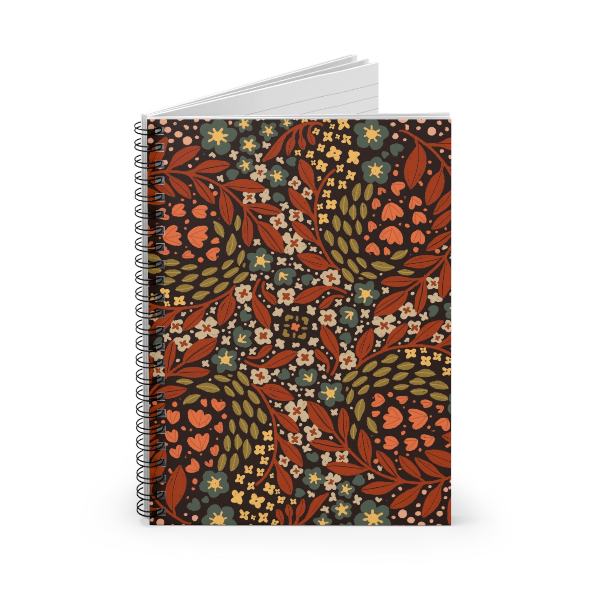 Autumn Floral Pattern Spiral Notebook | Ruled Journal