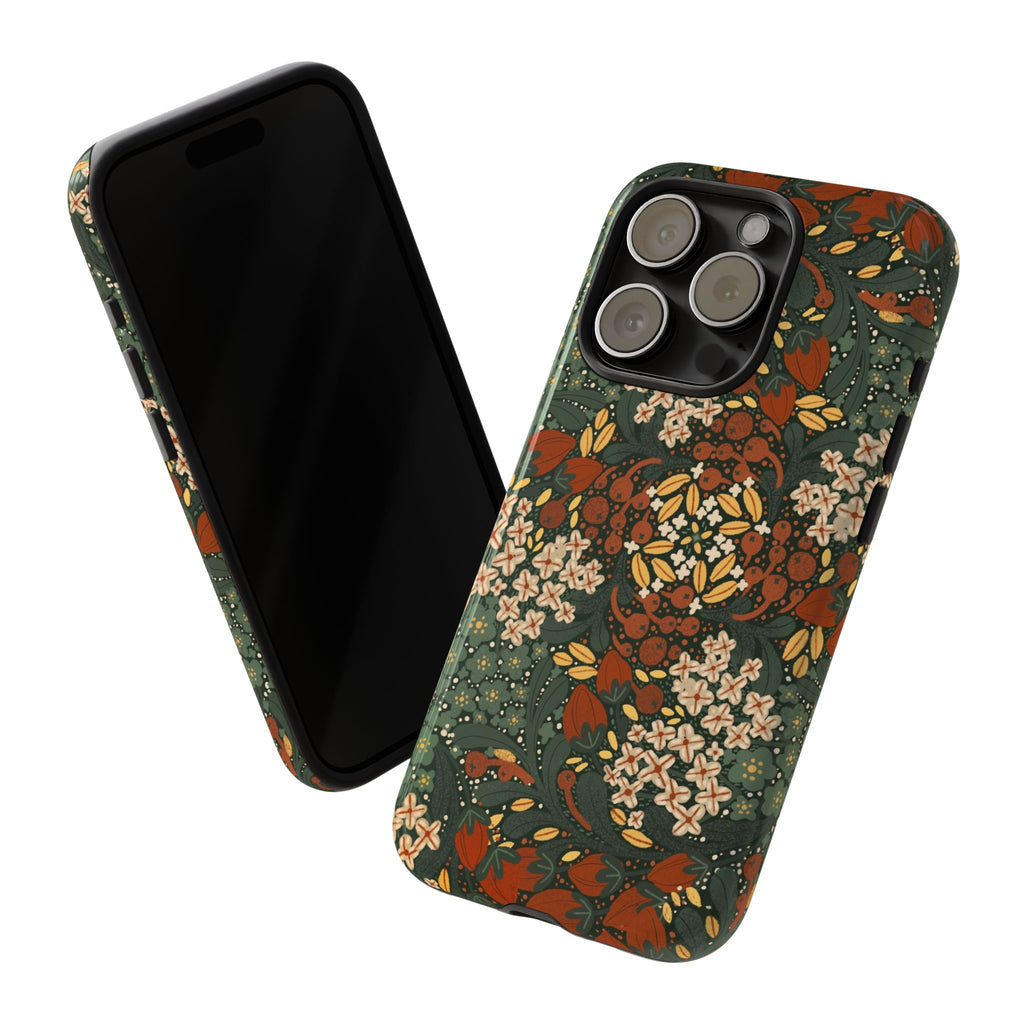 Autumn Floral Kaleidoscope Phone Case | Vintage Botanical Pattern