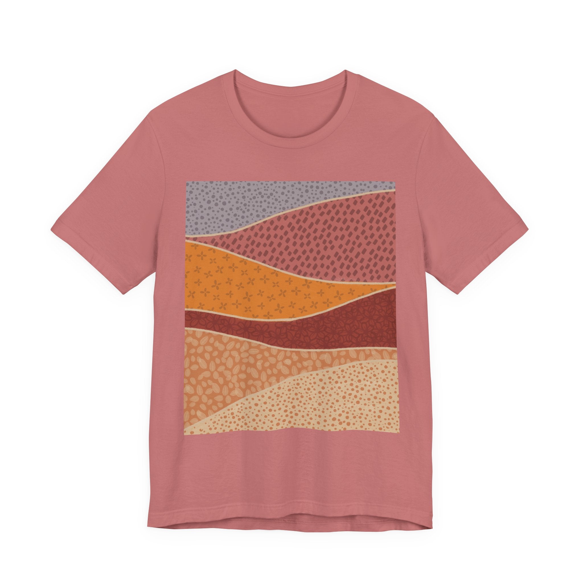 Abstract Desert Landscape Tee – Earth Tone Retro Wave T-Shirt
