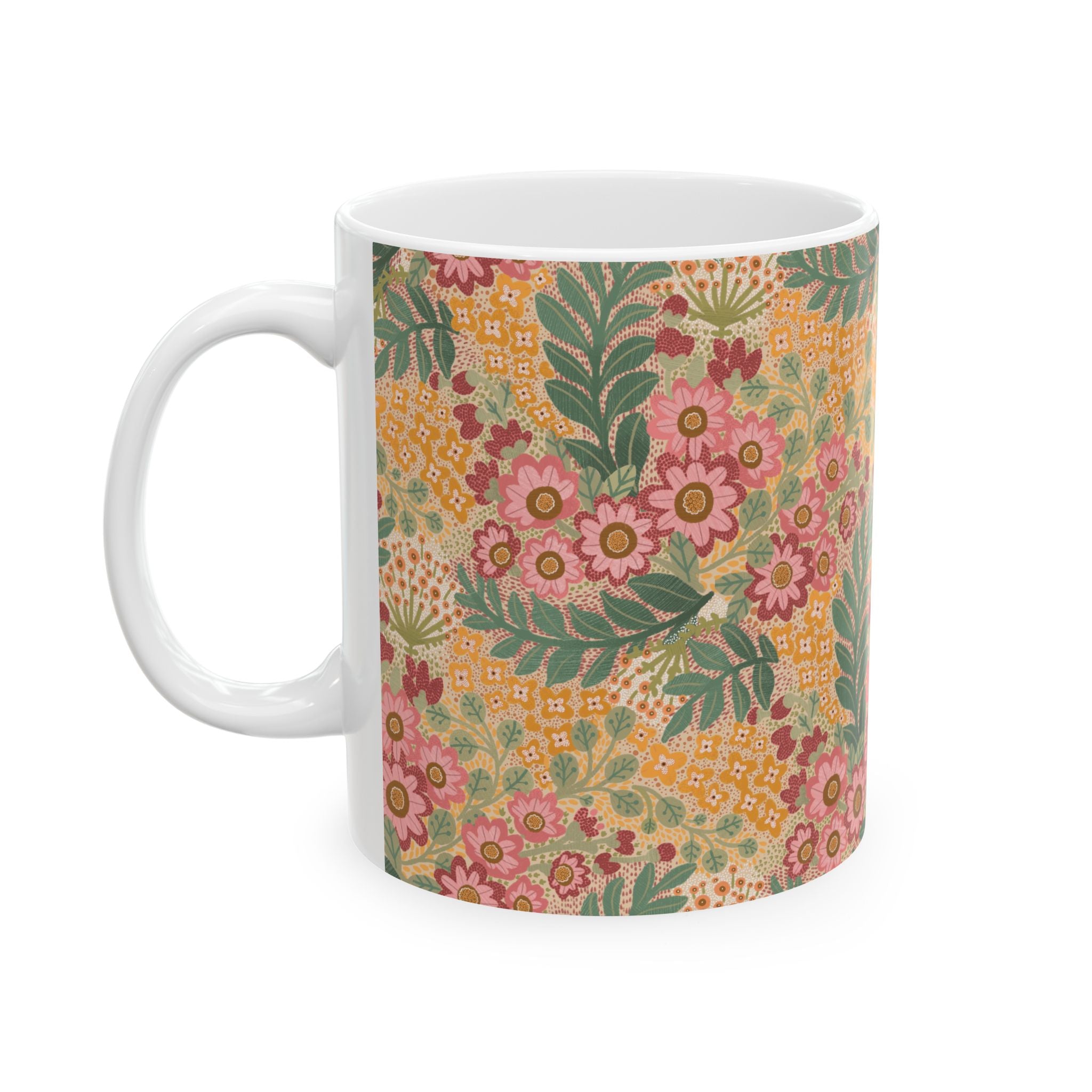 Floral Vintage Ceramic Mug — Retro Cottagecore 11oz & 15oz