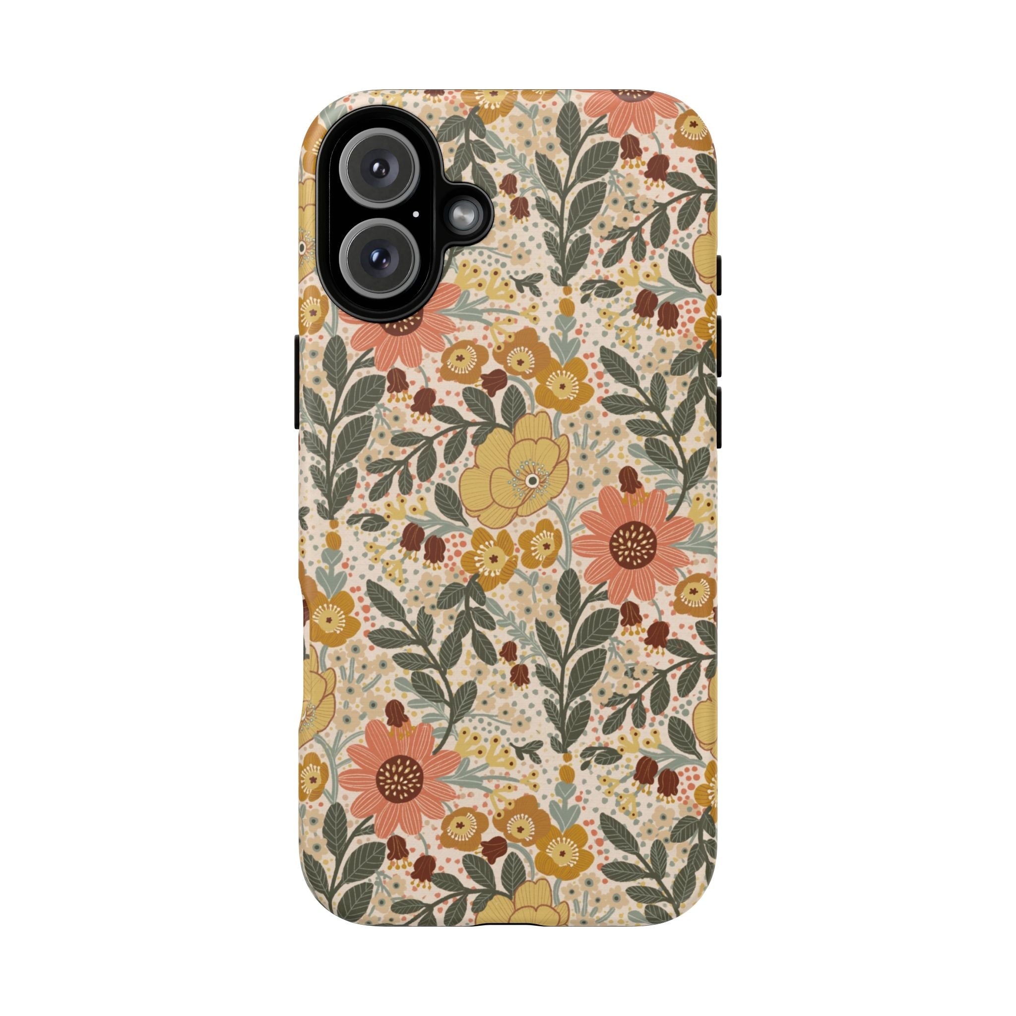Vintage Floral Pattern Phone Case | Yellow Orange Wildflowers