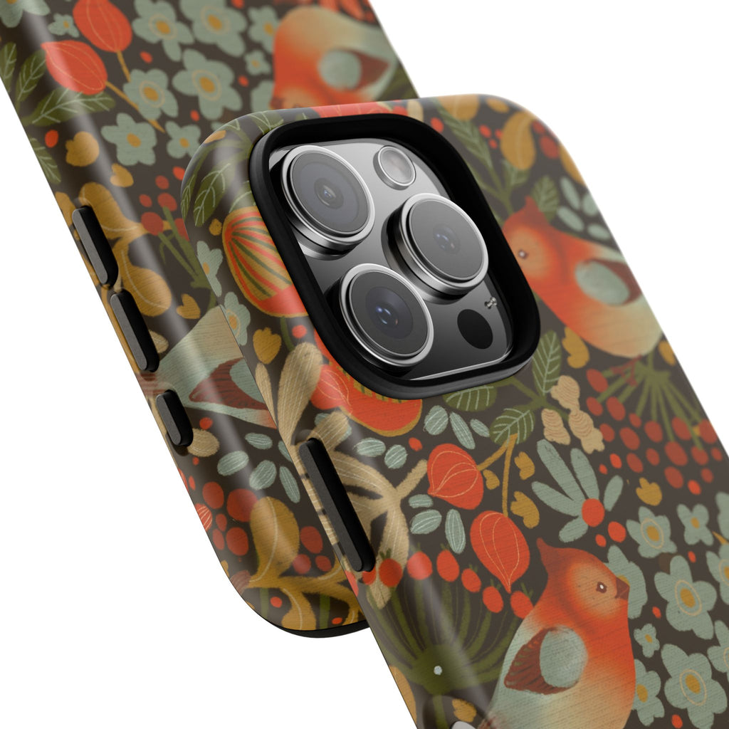 Retro Floral Birds Phone Case | Protective iPhone Cover