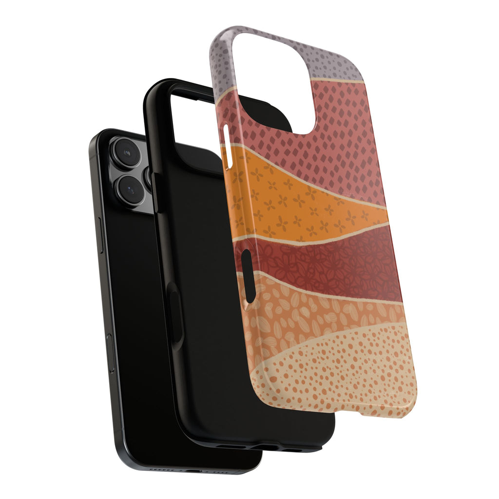 Retro Earth Tone Phone Case — Abstract Layered Pattern Tough Case