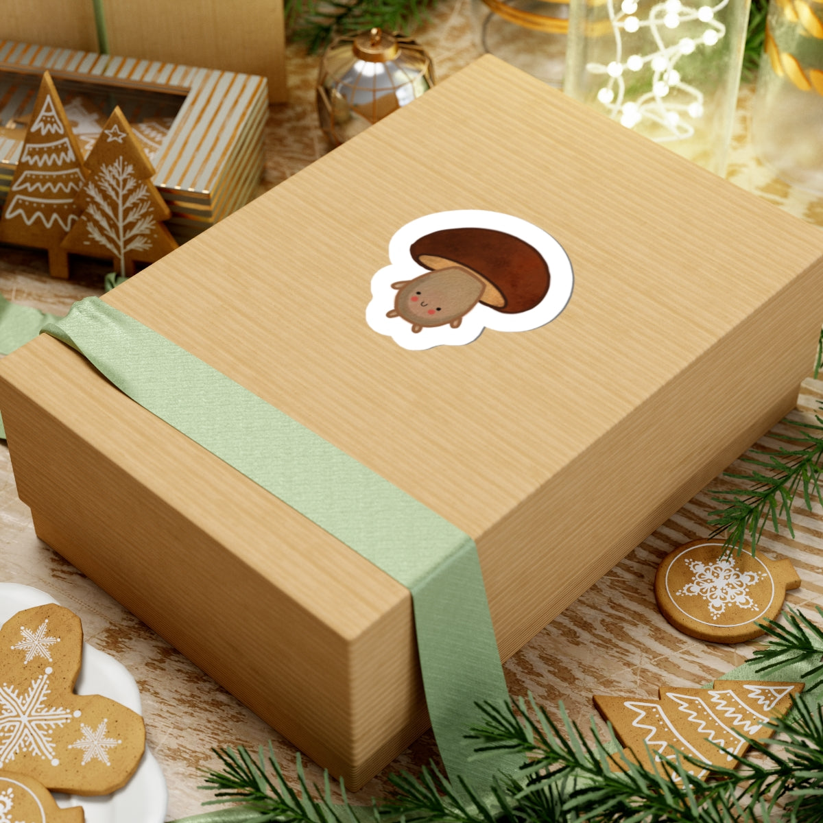 Cute Kawaii Mushroom Sticker — Adorable Brown Fungi Kiss-Cut Decal for Laptops, Water Bottles & Journals