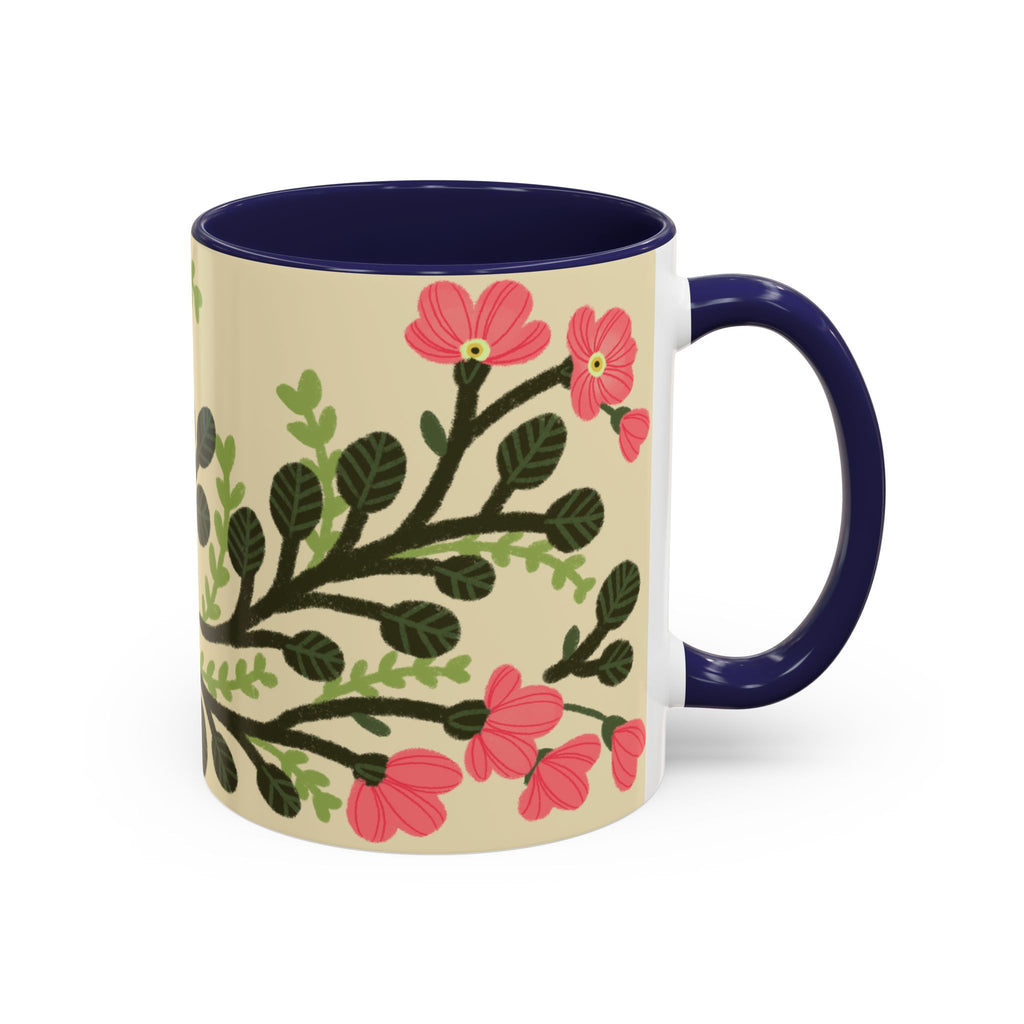 Floral Accent Coffee Mug - Pink Blossom Botanical Design (11/15oz)