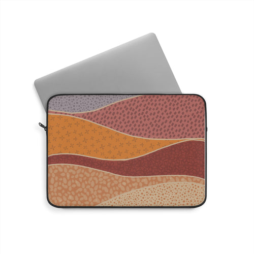 Abstract Desert Waves Laptop Sleeve — Boho Earth Tones Protective Case