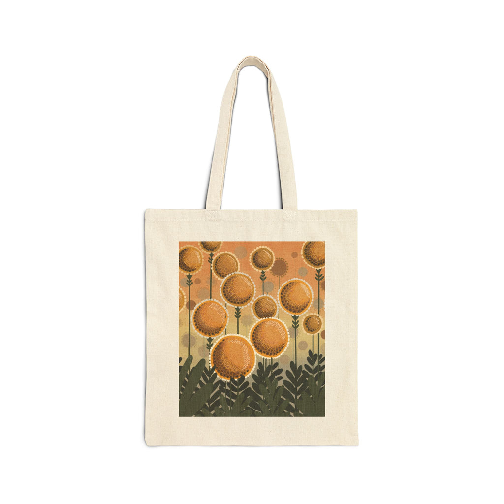 Sunburst Garden Tote Bag - Retro Floral Canvas Shopping Tote
