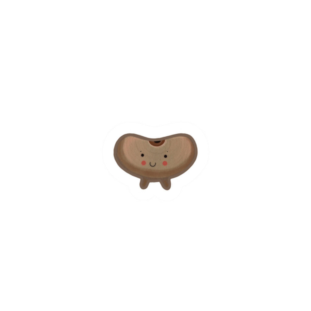 Kawaii Smiling Brown Bean Kiss-Cut Sticker — Cute Laptop & Water Bottle Decal