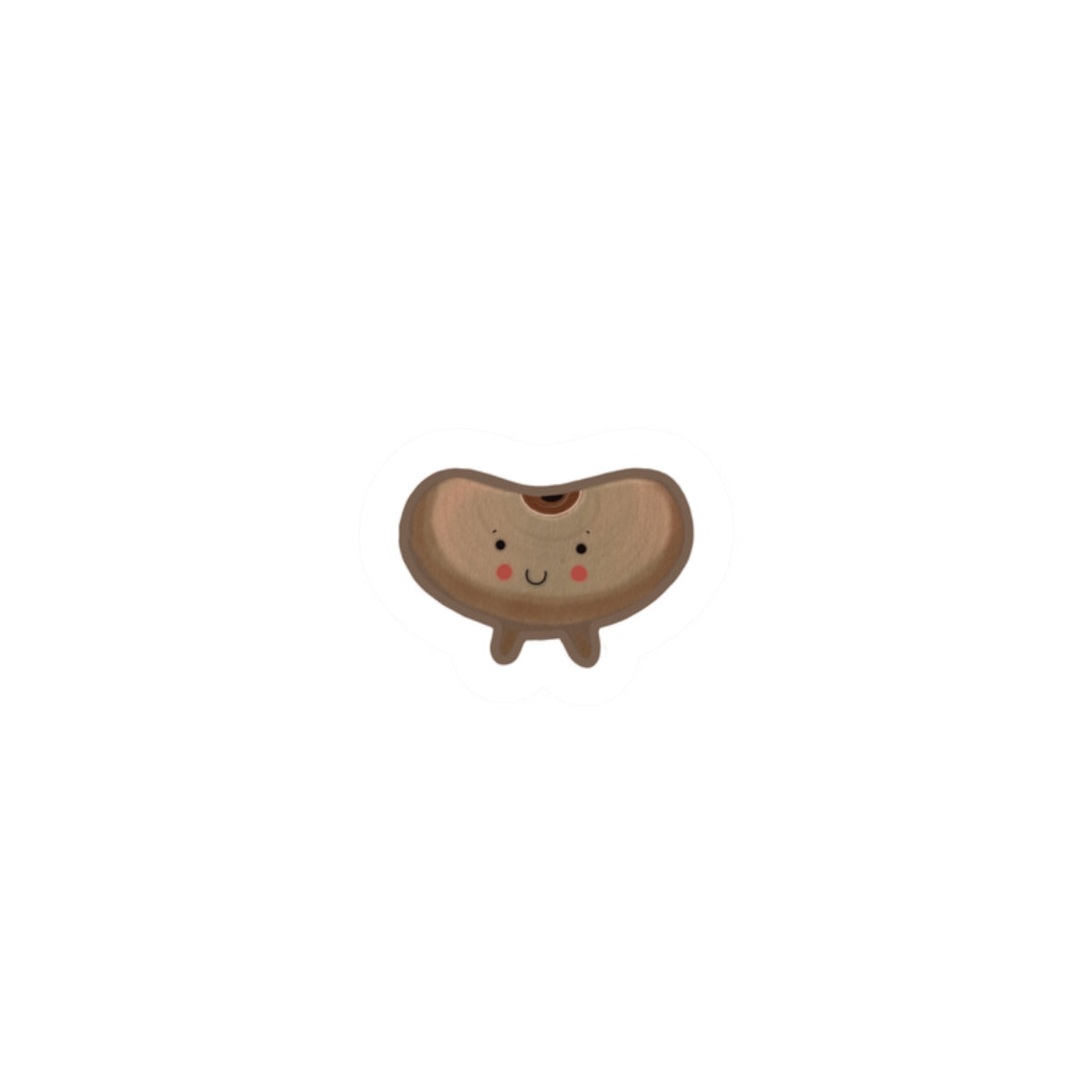 Kawaii Smiling Brown Bean Kiss-Cut Sticker — Cute Laptop & Water Bottle Decal
