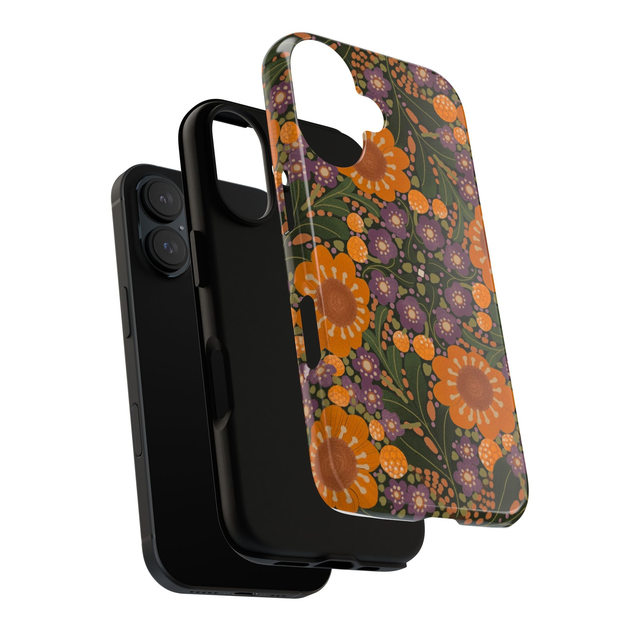 Retro Orange Floral Phone Case | Tough Case