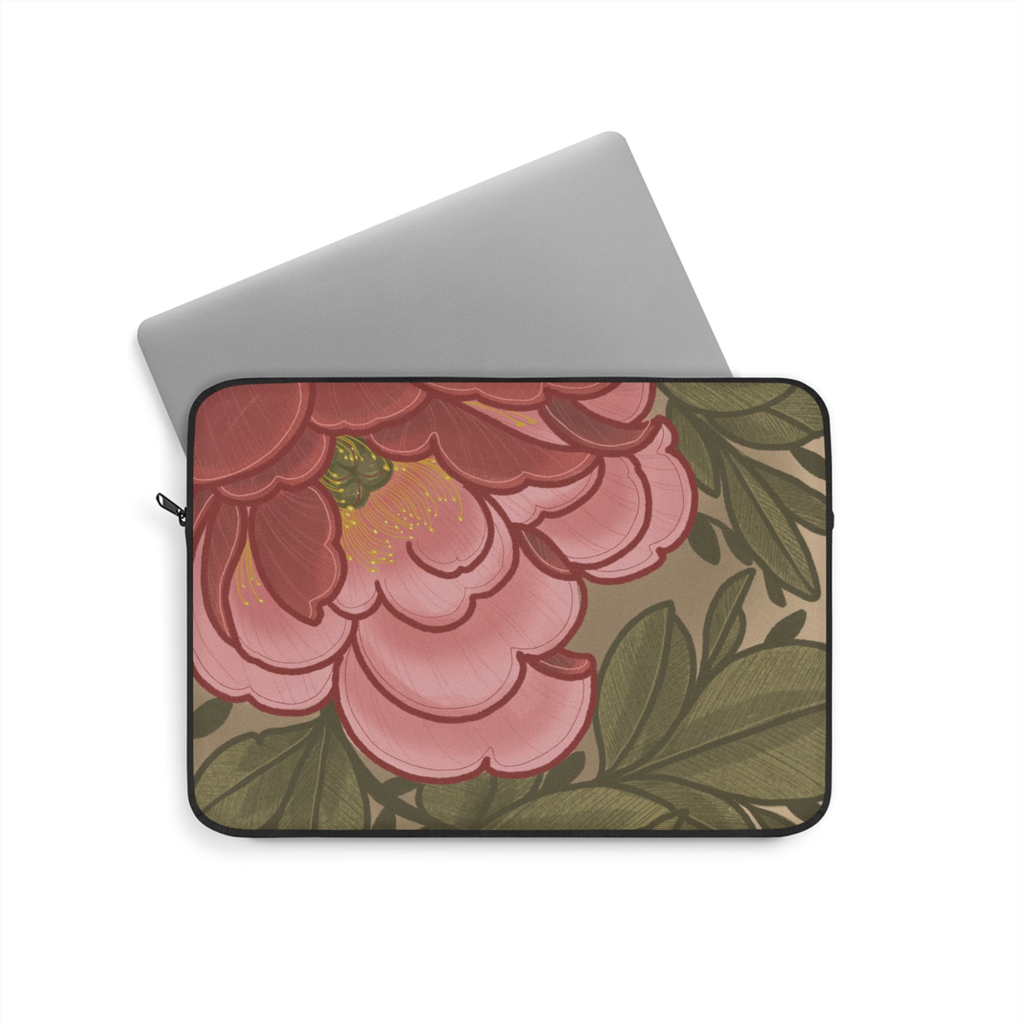 Floral Peony Laptop Sleeve — Pink Vintage Botanical Sleeve