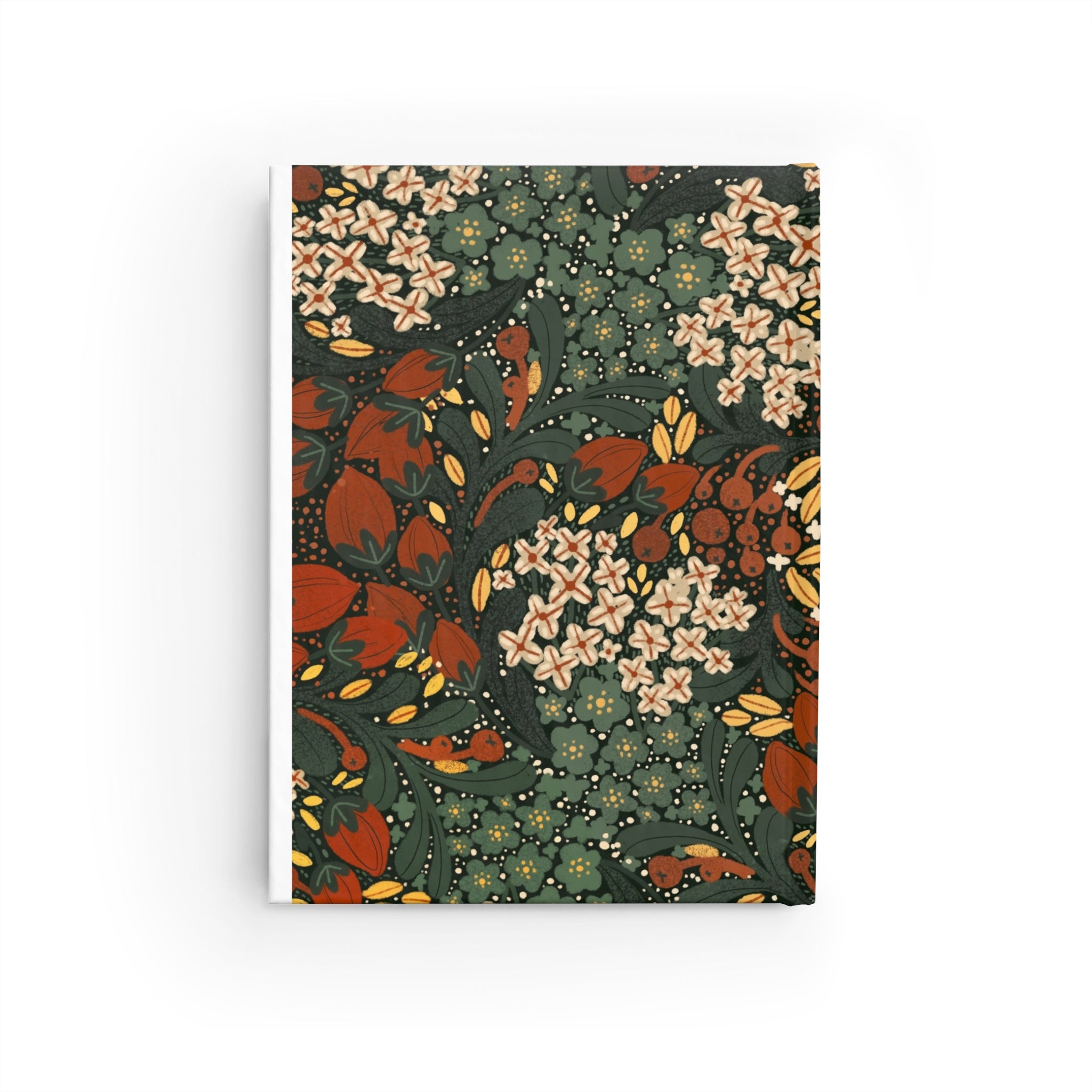 Vintage Floral Pattern Journal | Green Red Botanical Notebook