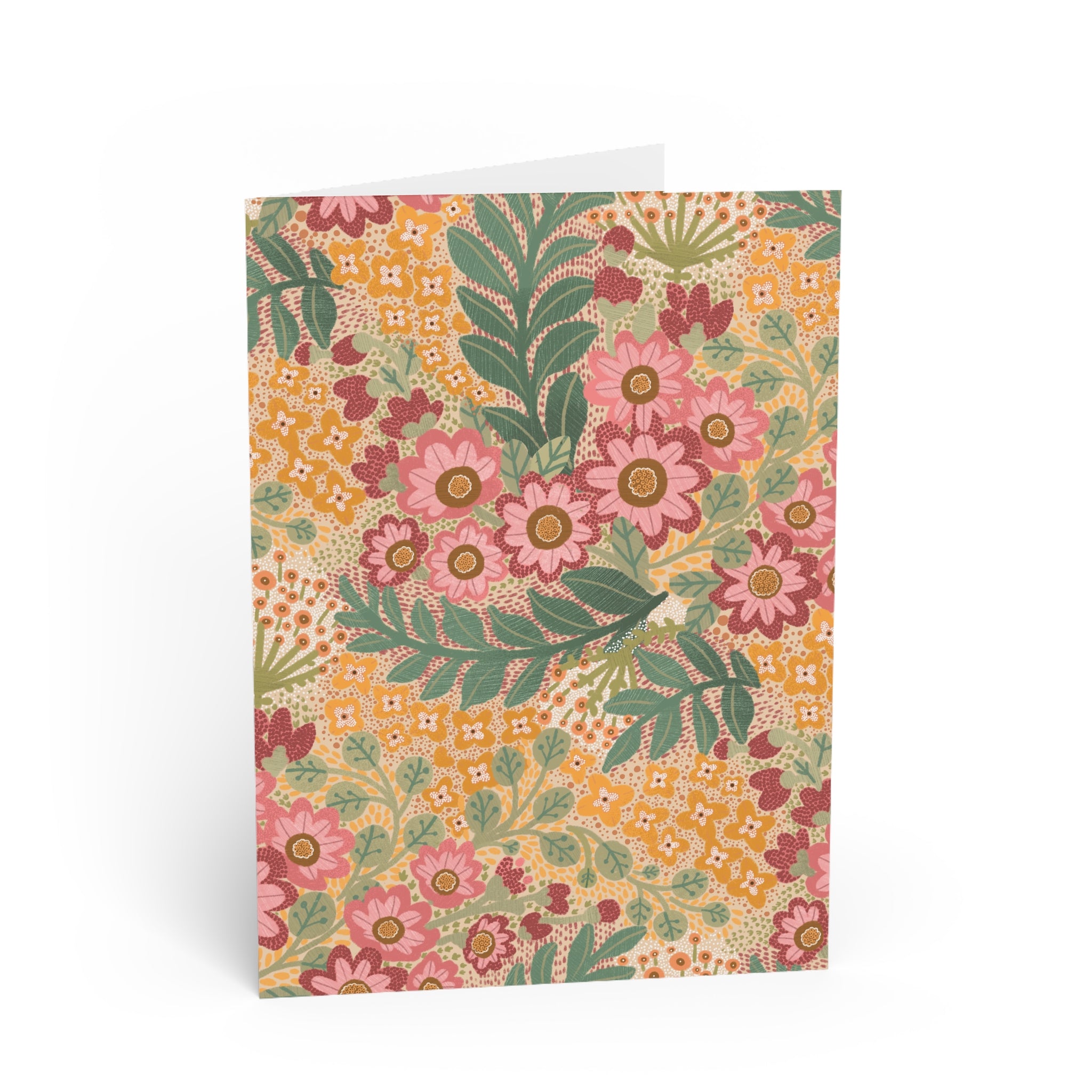 Floral Pattern Greeting Card — Vintage Botanical Note Card for Spring, Mother’s Day, Thank You