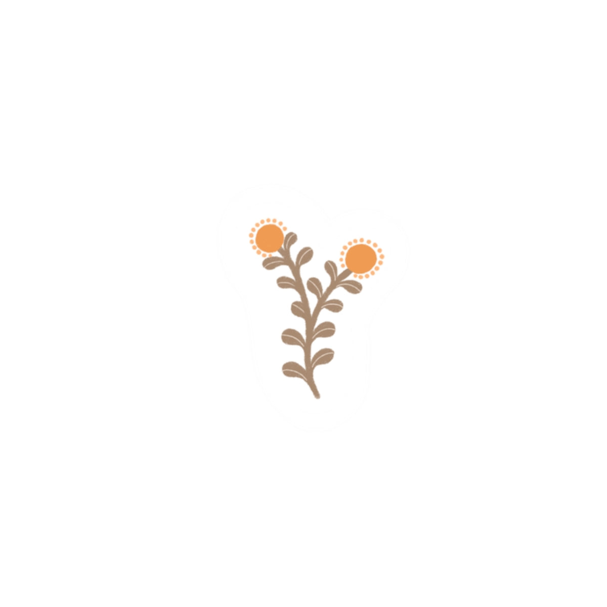 Floral Doodle Kiss-Cut Sticker — Minimal Orange Wildflower Laptop Decal