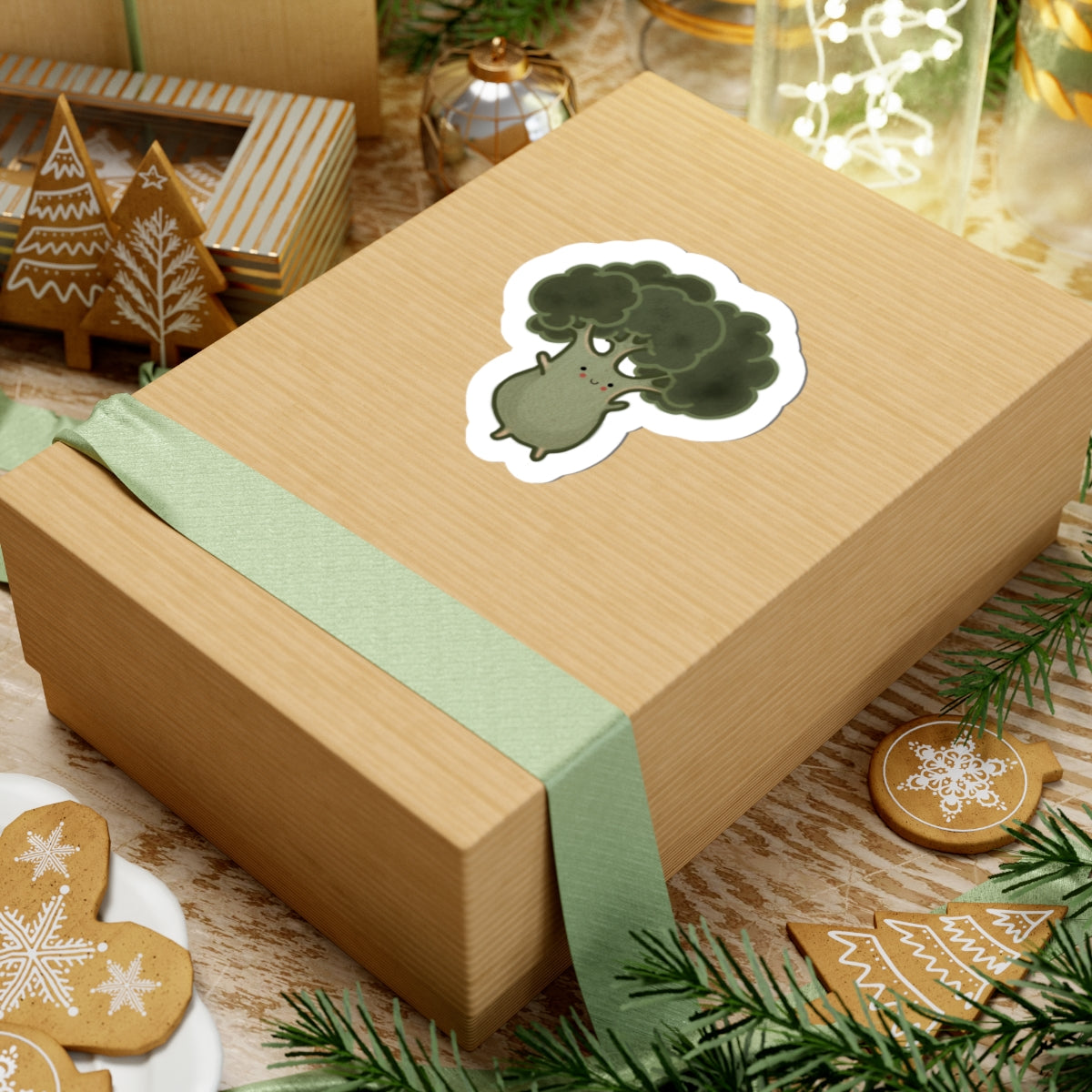 Cute Broccoli Sticker — Kawaii Veggie Kiss-Cut Sticker for Laptops & Water Bottles