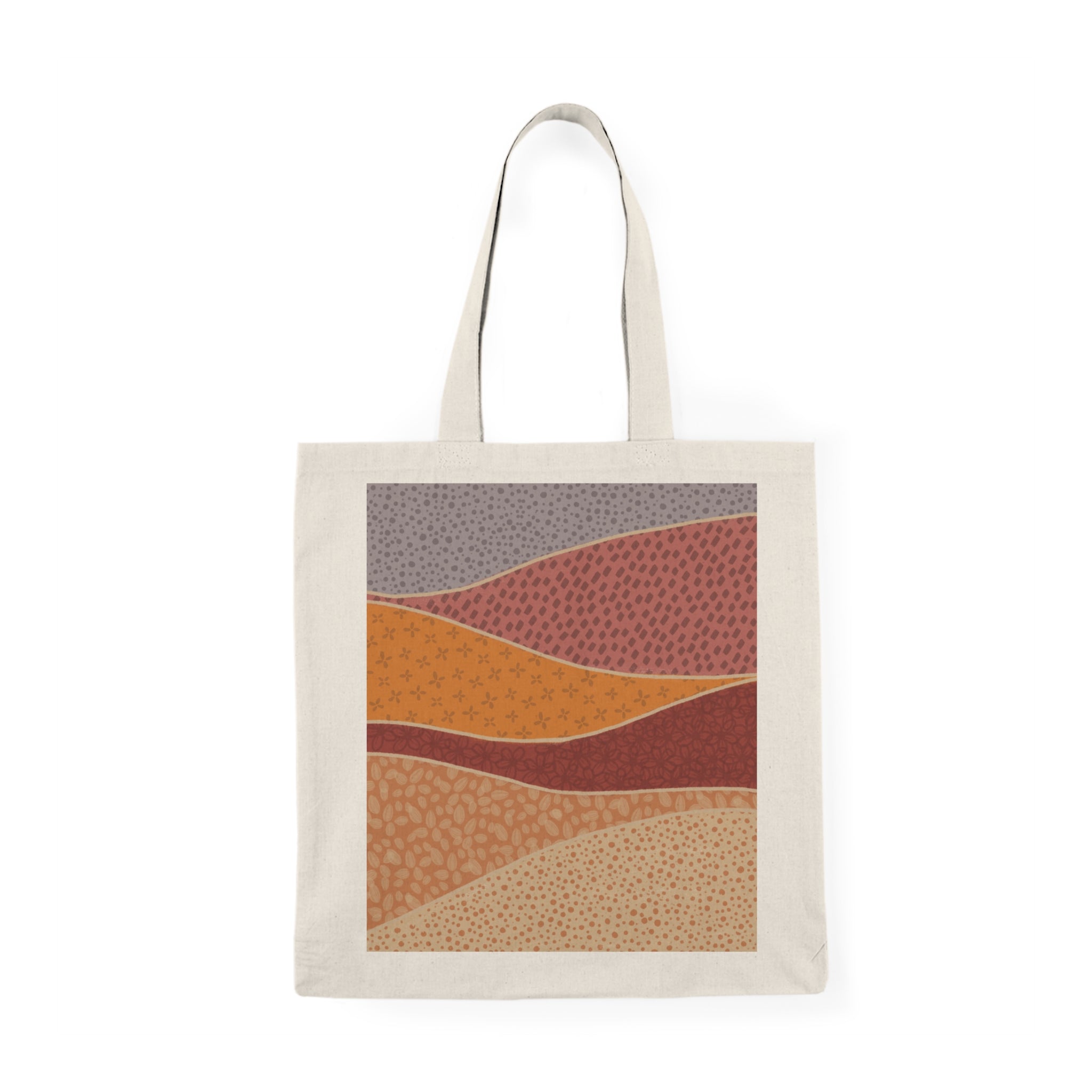 Abstract Desert Landscape Tote Bag — Boho Earth Tone Canvas Grocery Tote