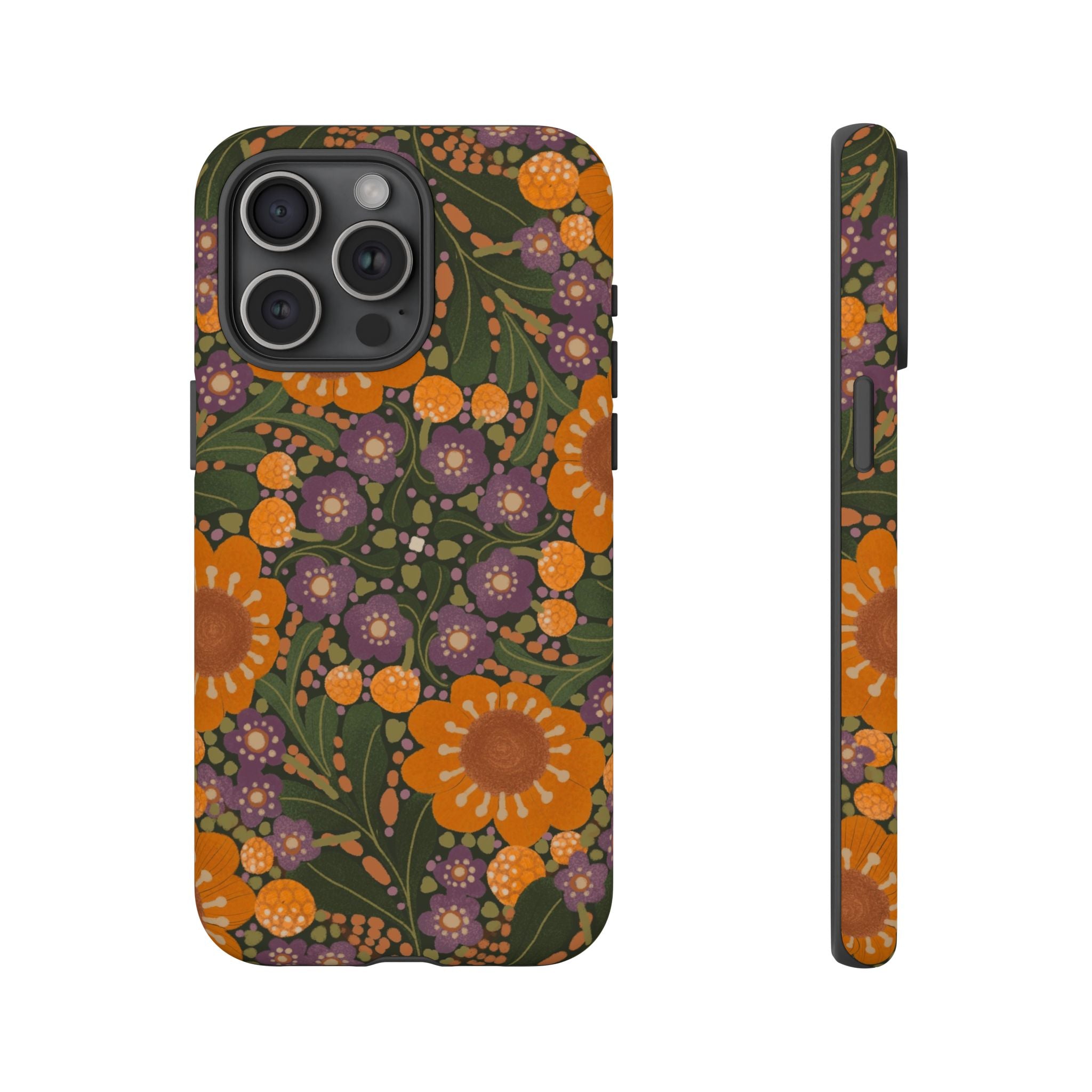 Retro Orange Floral Phone Case | Tough Case