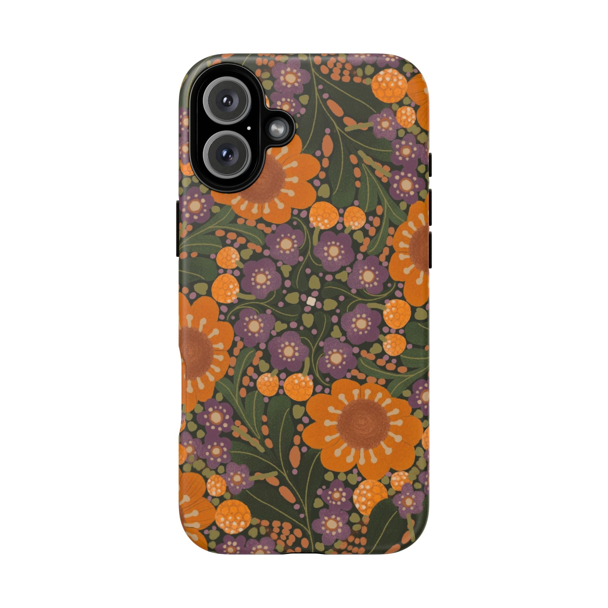 Retro Orange Floral Phone Case | Tough Case