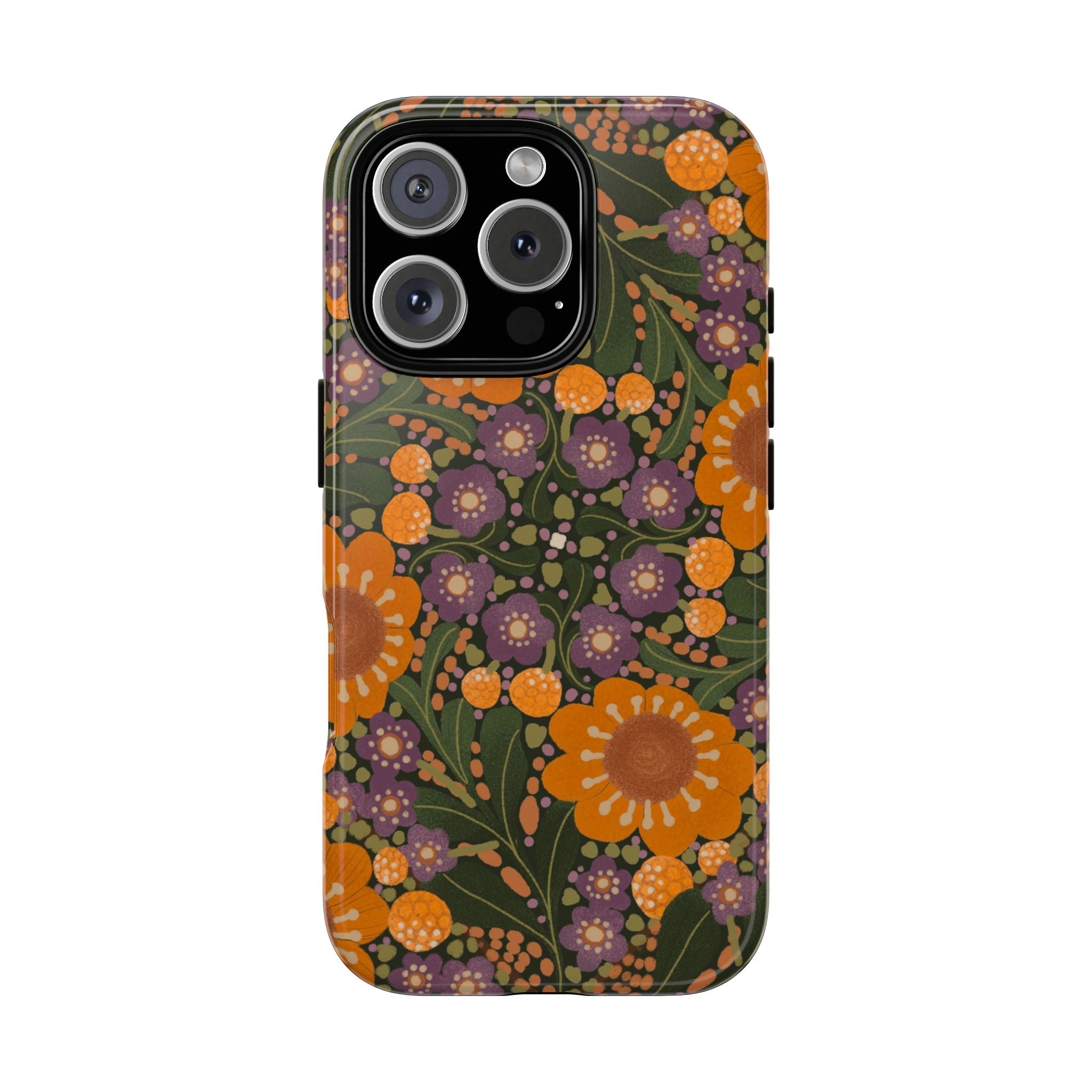 Retro Orange Floral Phone Case | Tough Case