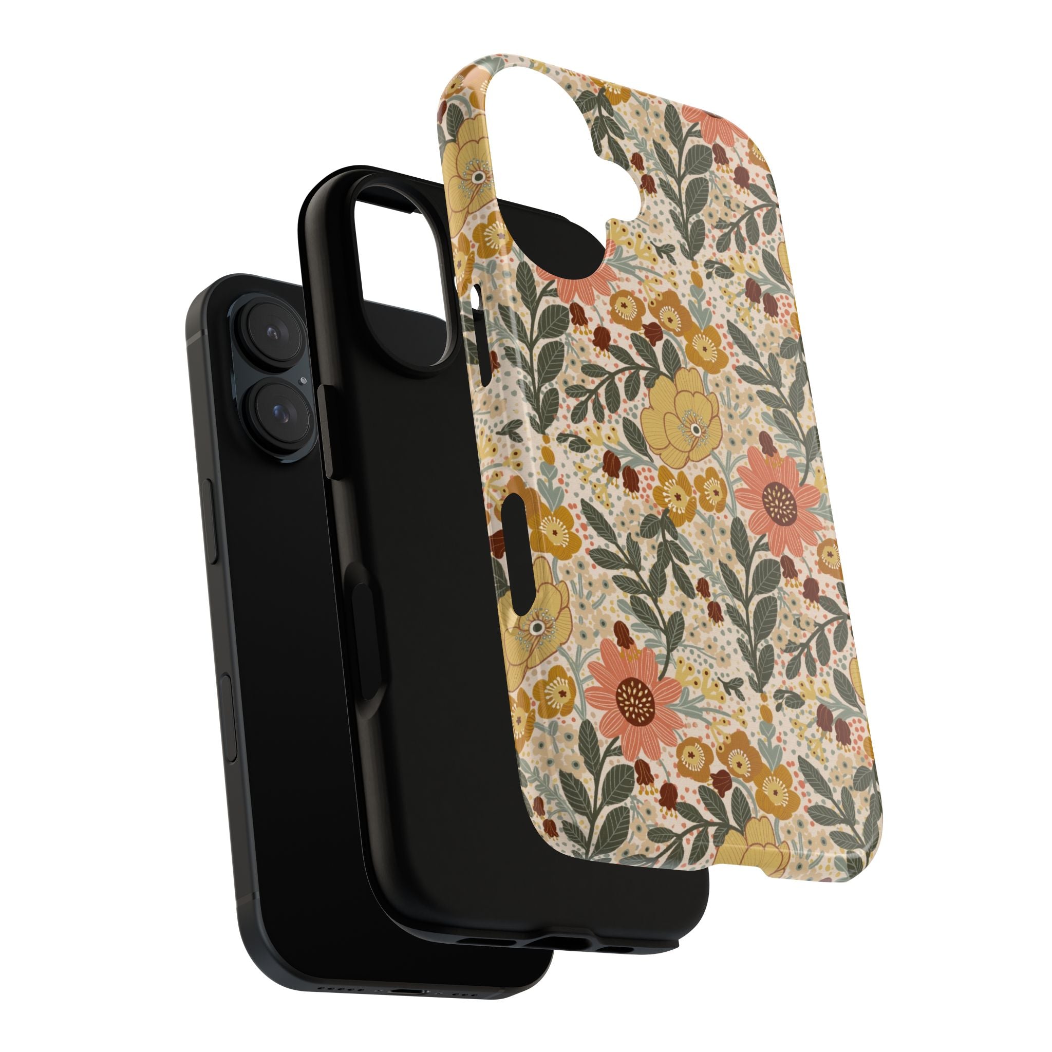 Vintage Floral Pattern Phone Case | Yellow Orange Wildflowers