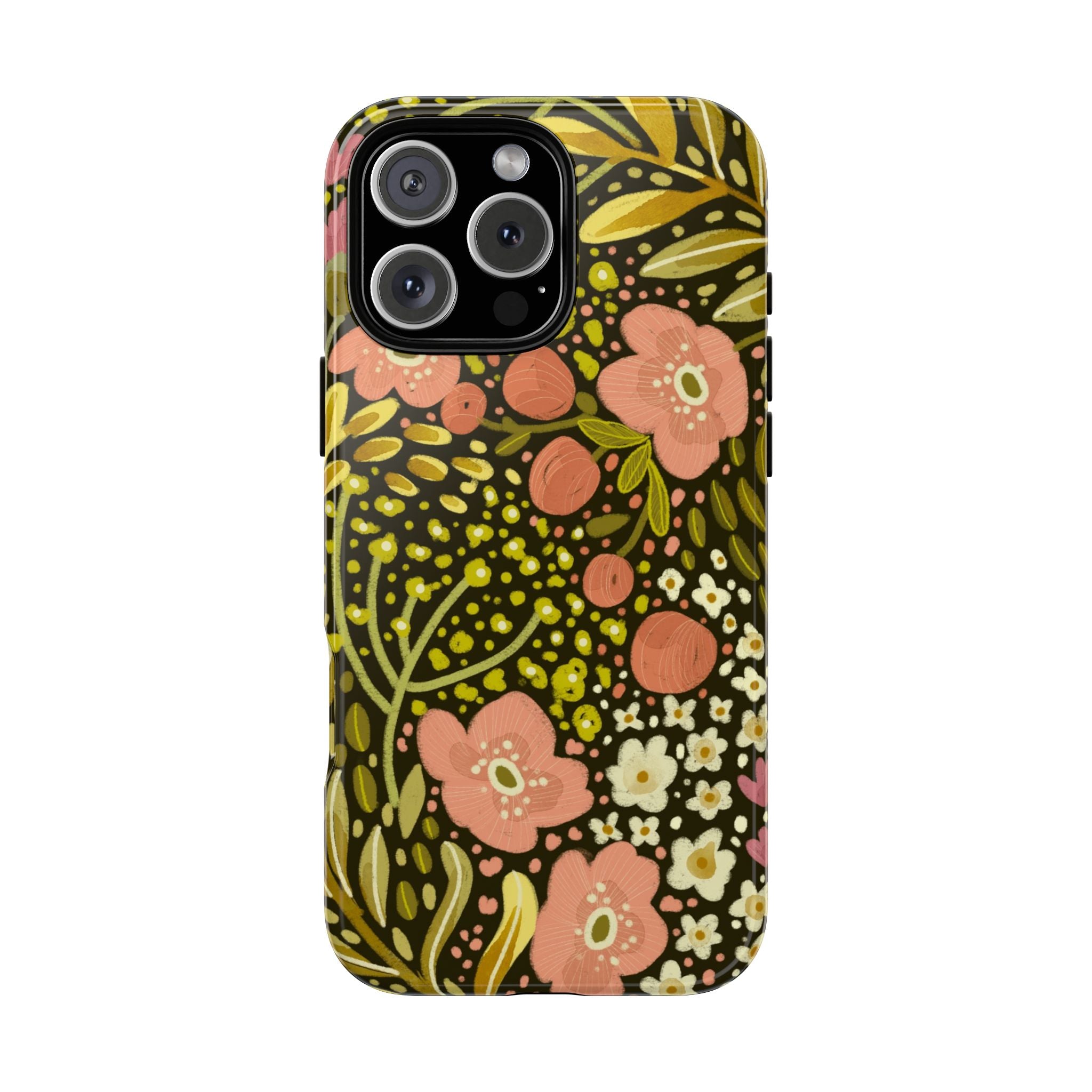 Vintage Floral Pattern Tough Case | Pink & Olive Botanical Phone Cover