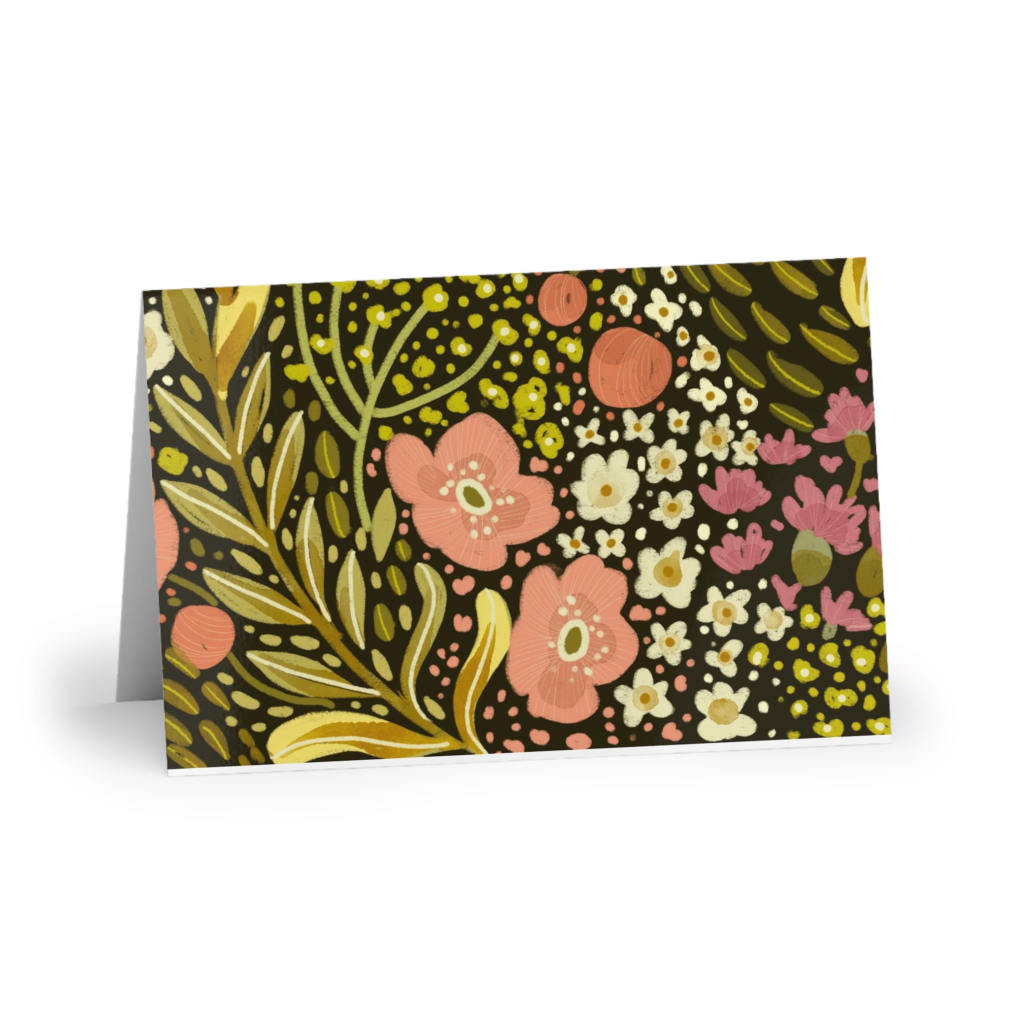 Vintage Floral Pattern Greeting Cards | Folded Note Card