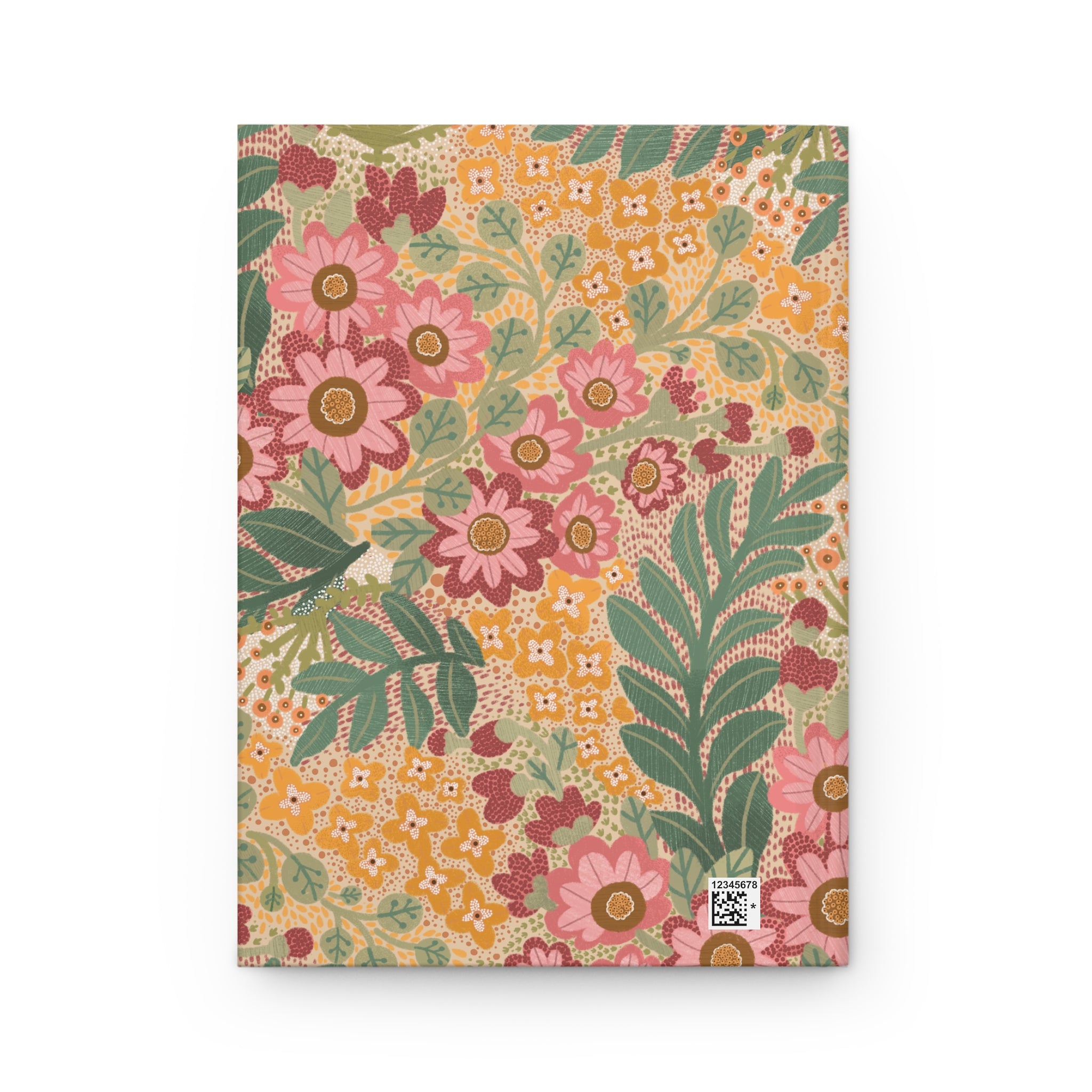 Floral Vintage Pattern Hardcover Journal – Retro Pink & Mustard Notebook
