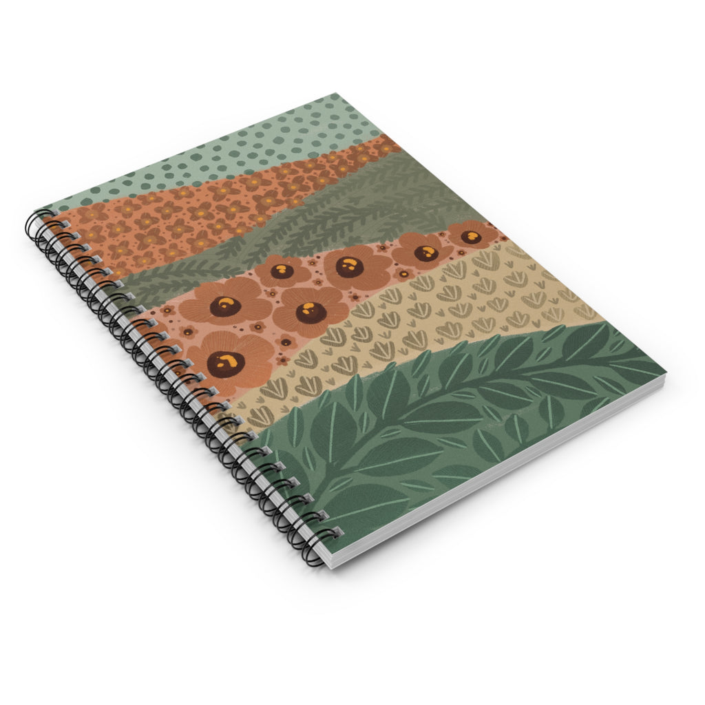 Floral Meadow Spiral Notebook — Earthy Botanical Ruled Journal
