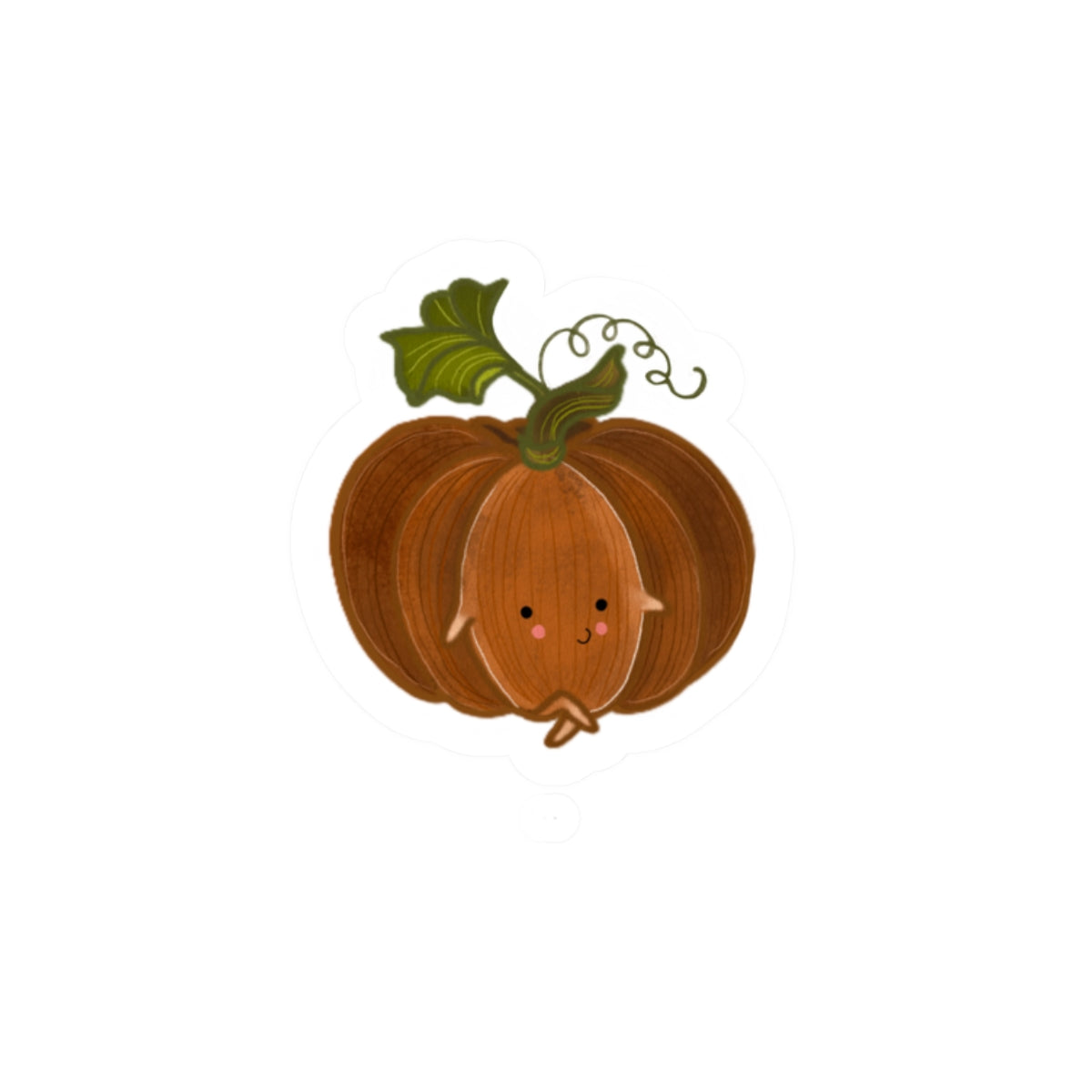 Pumpkin Kawaii Kiss-Cut Sticker — Cute Fall Pumpkin Sticker for Laptops, Planners & Halloween Décor